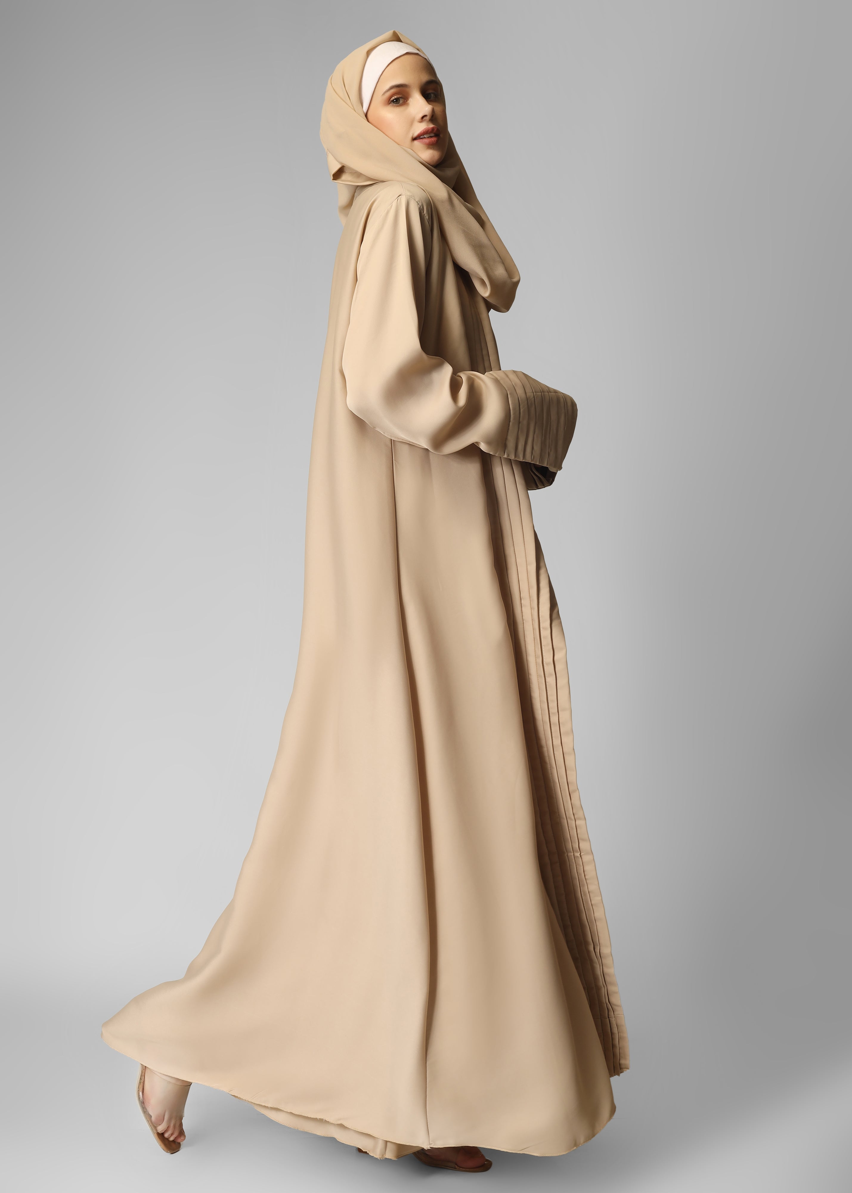 AMEERAH DOUBLE SHRUG ABAYA | NUDE