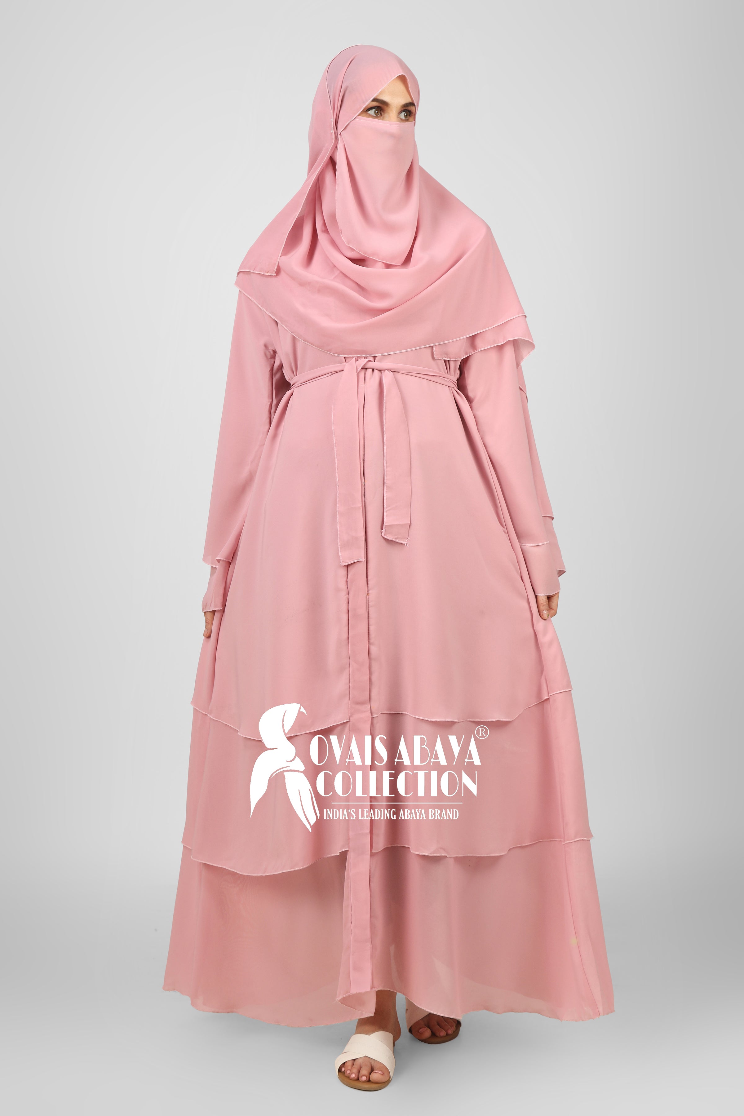 Maleshiyan 3 Layar Abaya LITE PINK ( Imported & Limited Stock )