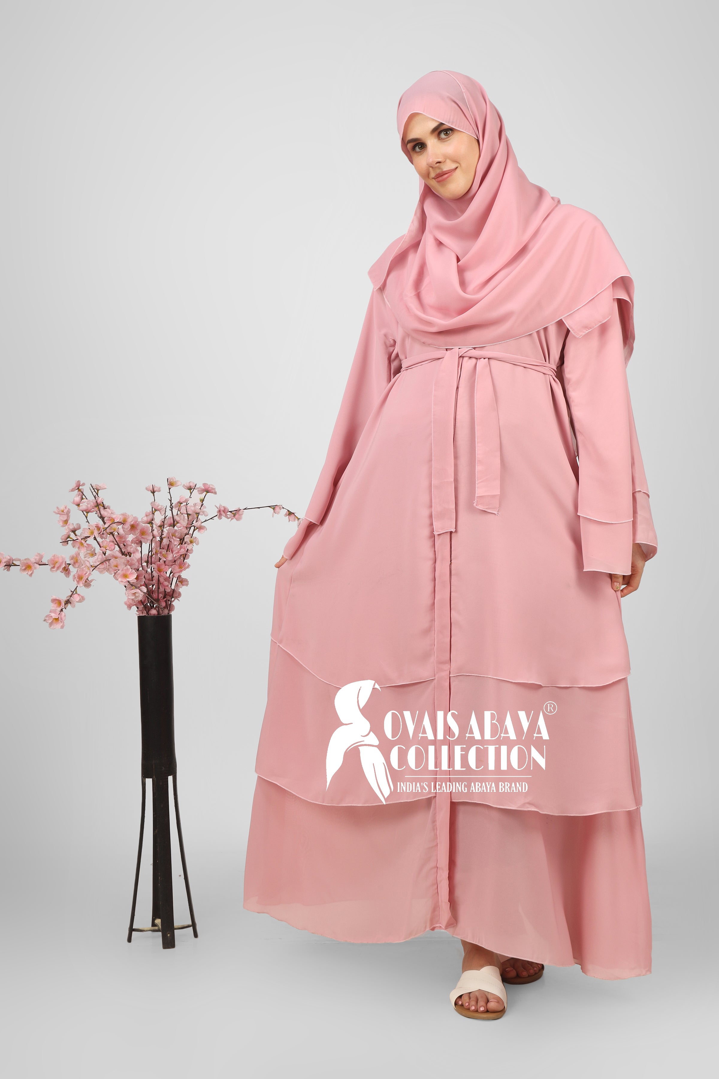 Maleshiyan 3 Layar Abaya LITE PINK ( Imported & Limited Stock )