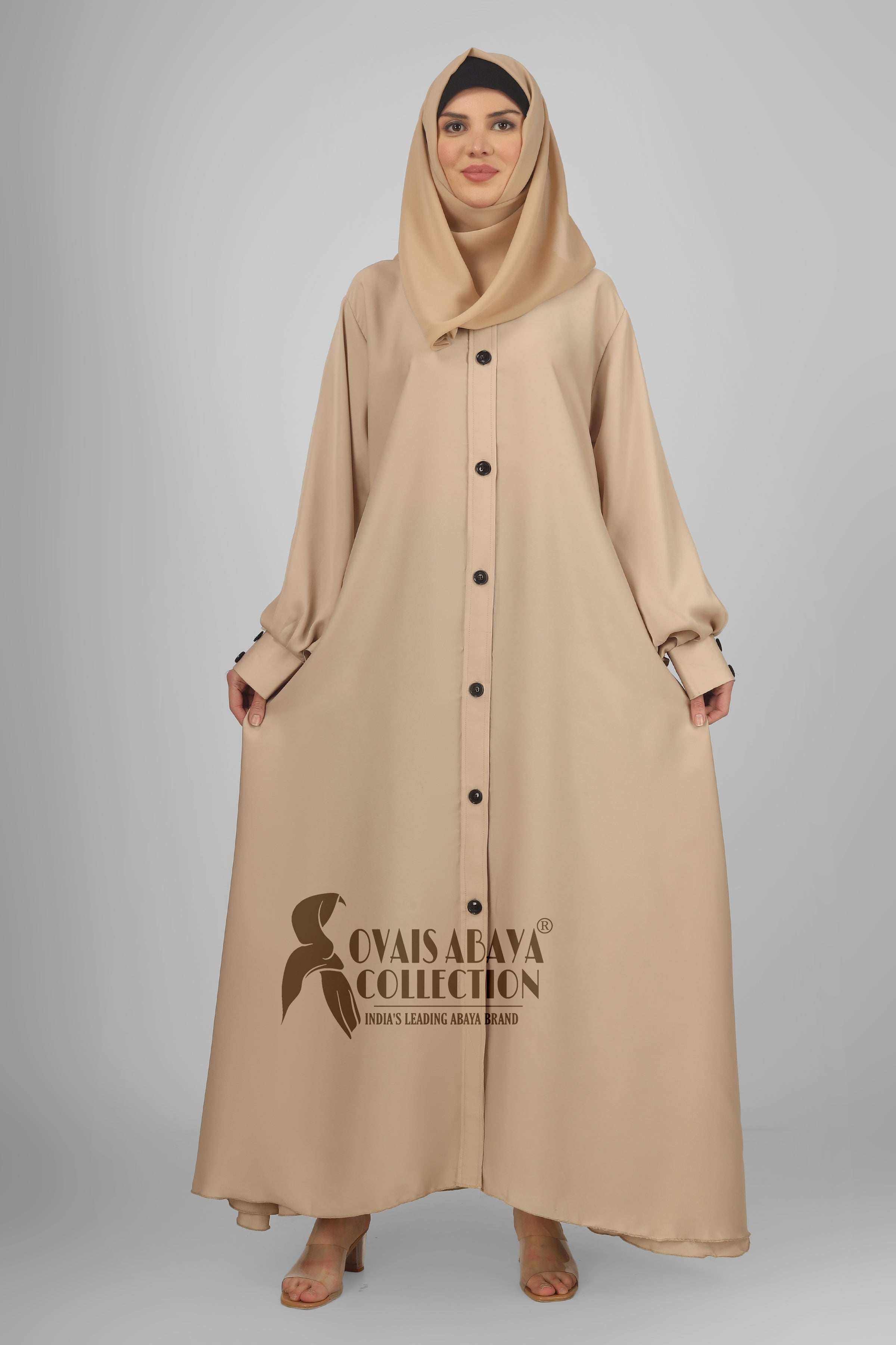 Daily Wear Buttons Abaya ( NUDE )