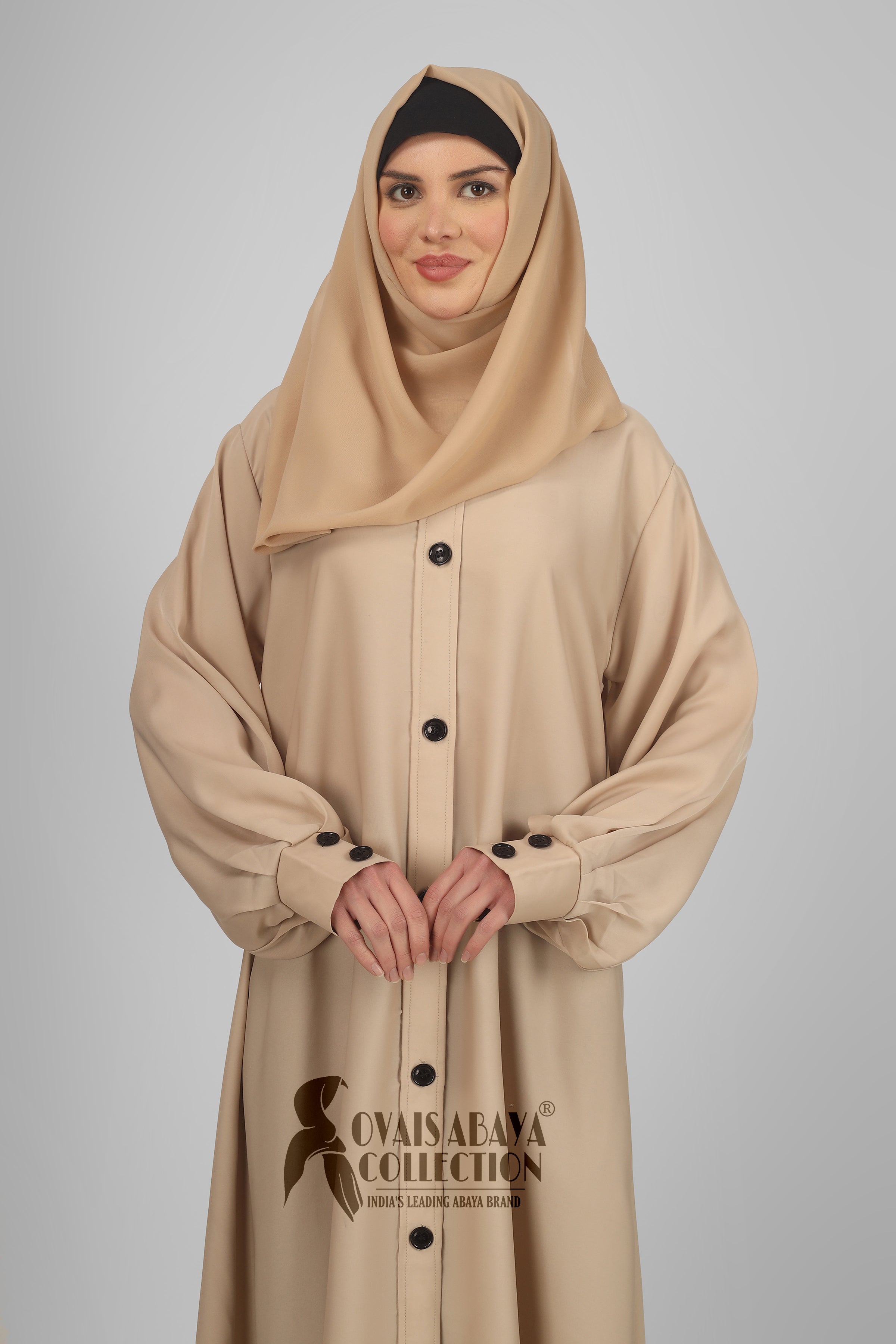 Daily Wear Buttons Abaya ( NUDE )