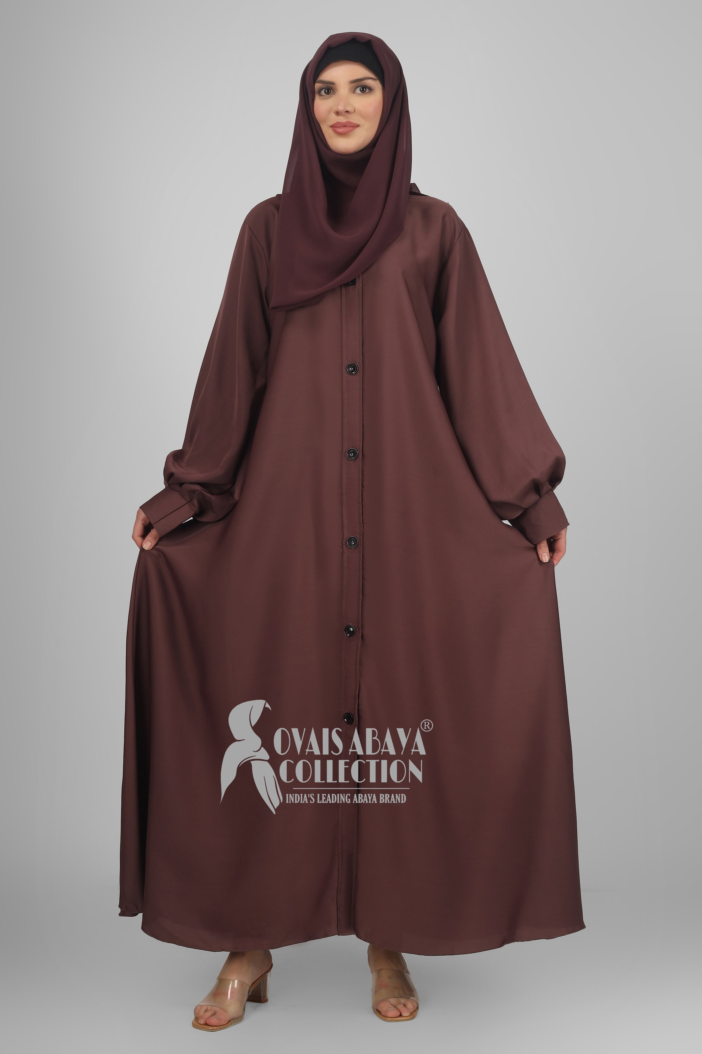 Daily Wear Buttons Abaya ( MAUVE PINK )