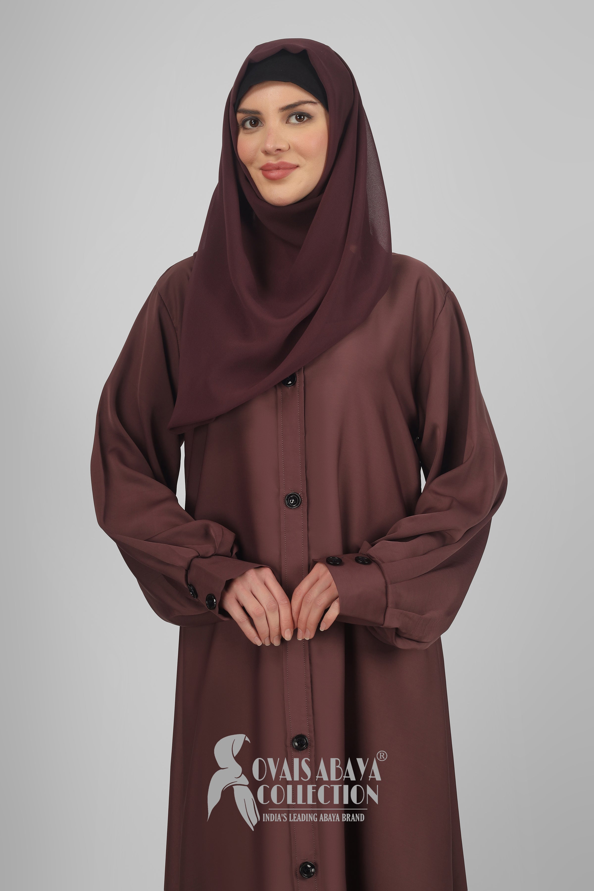 Daily Wear Buttons Abaya ( MAUVE PINK )