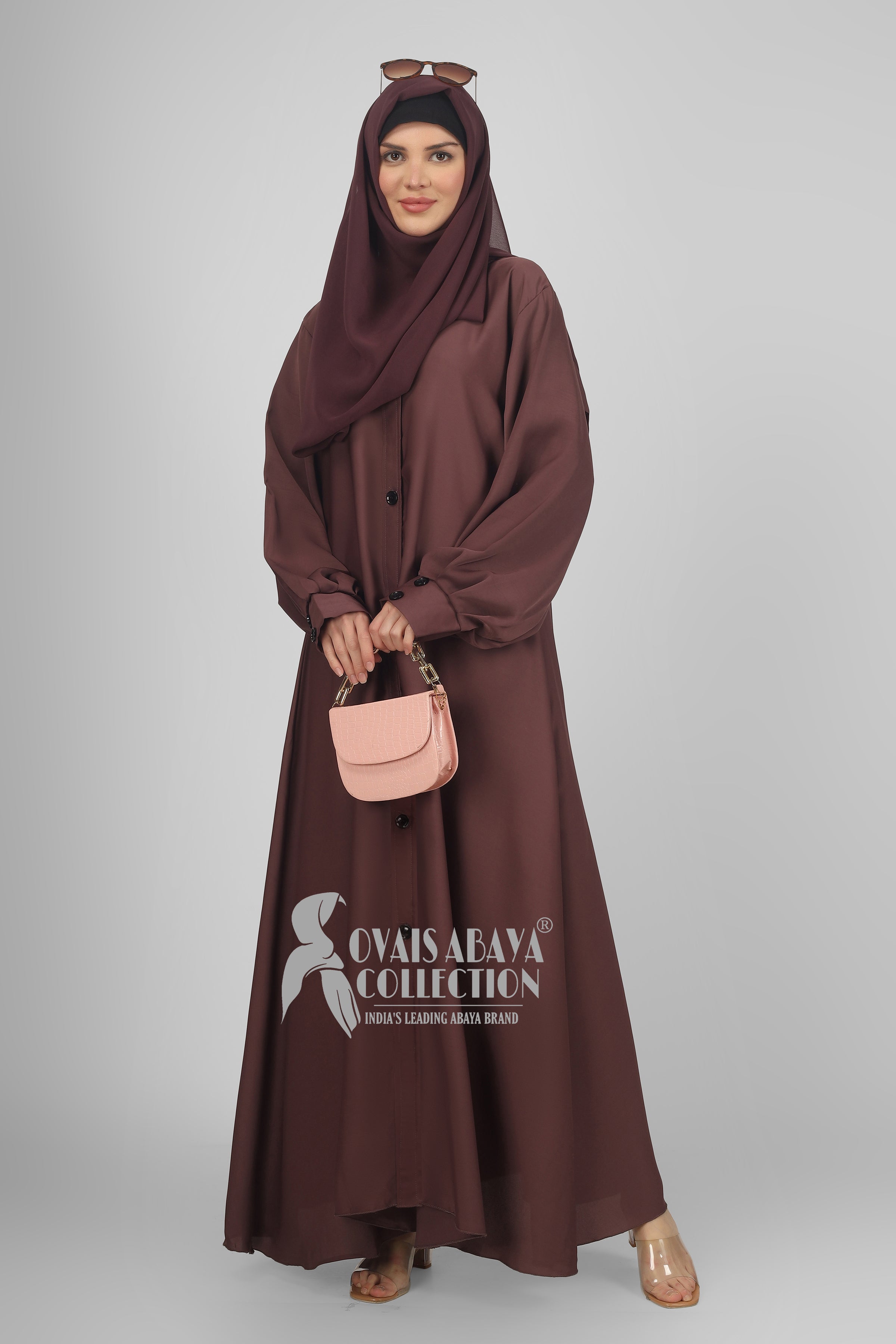 Daily Wear Buttons Abaya ( MAUVE PINK )