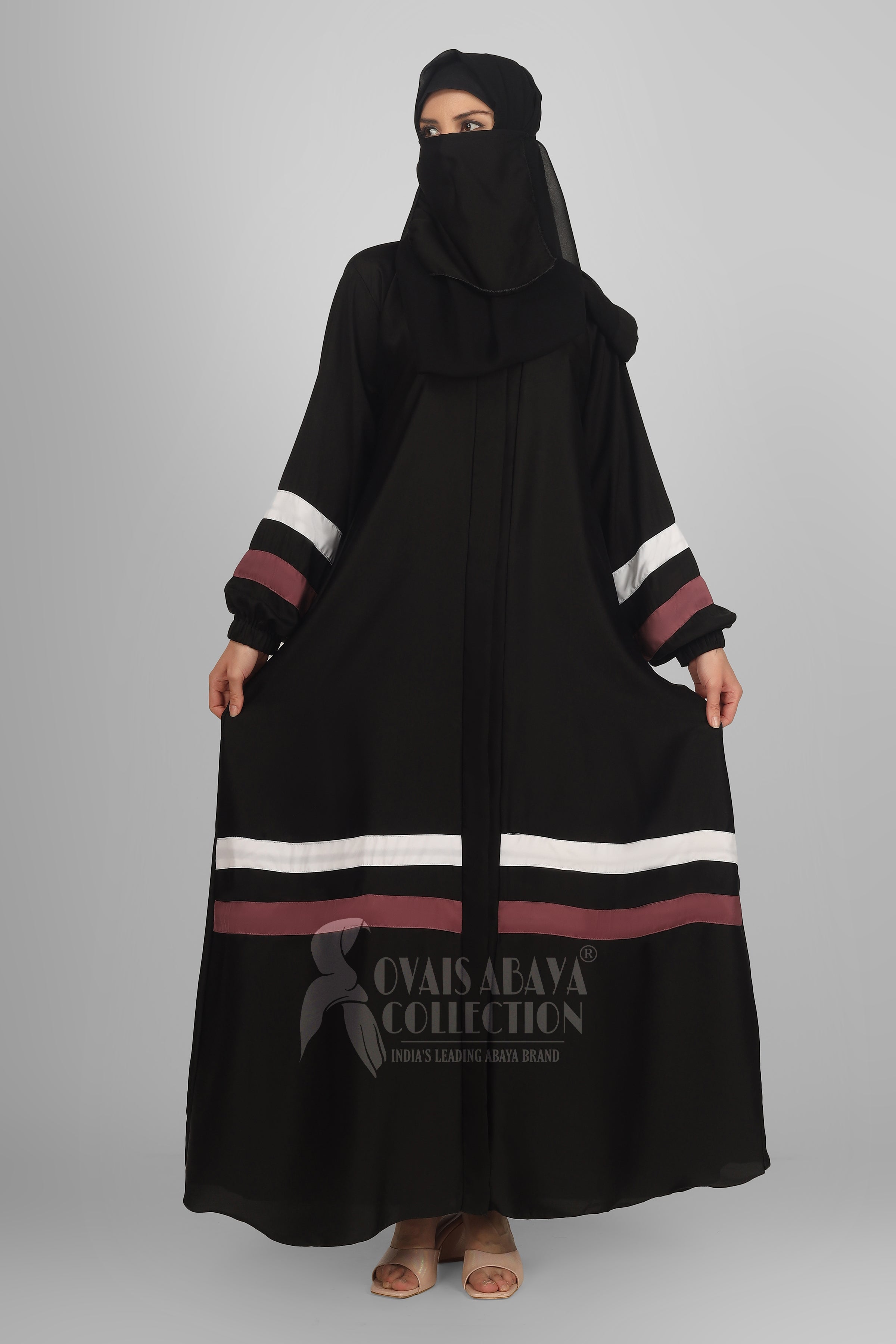 Front Open Contact Patti Work Abaya ( LIMITED - STOCK )