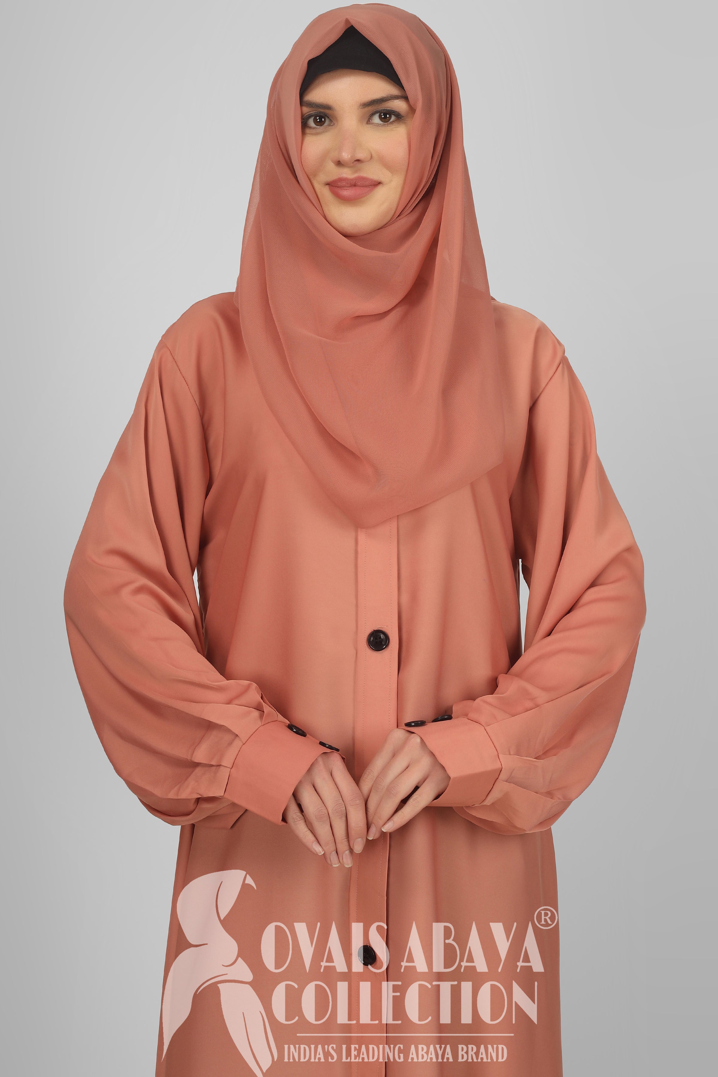 Daily Wear Buttons Abaya ( PEACH )