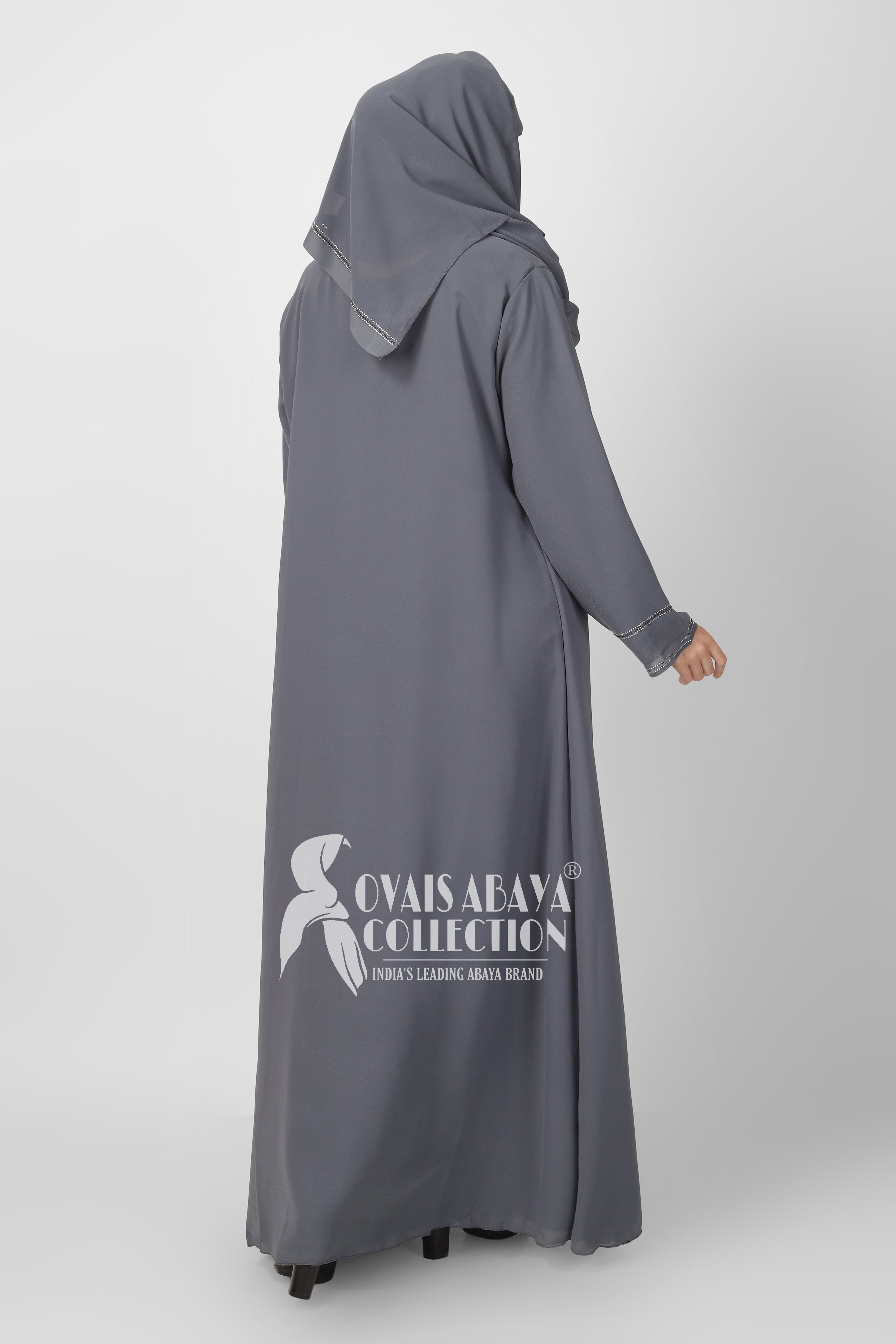 SHEHNAZ Bridle Double Inner Stone work abaya ( BRIDLE GRAY )