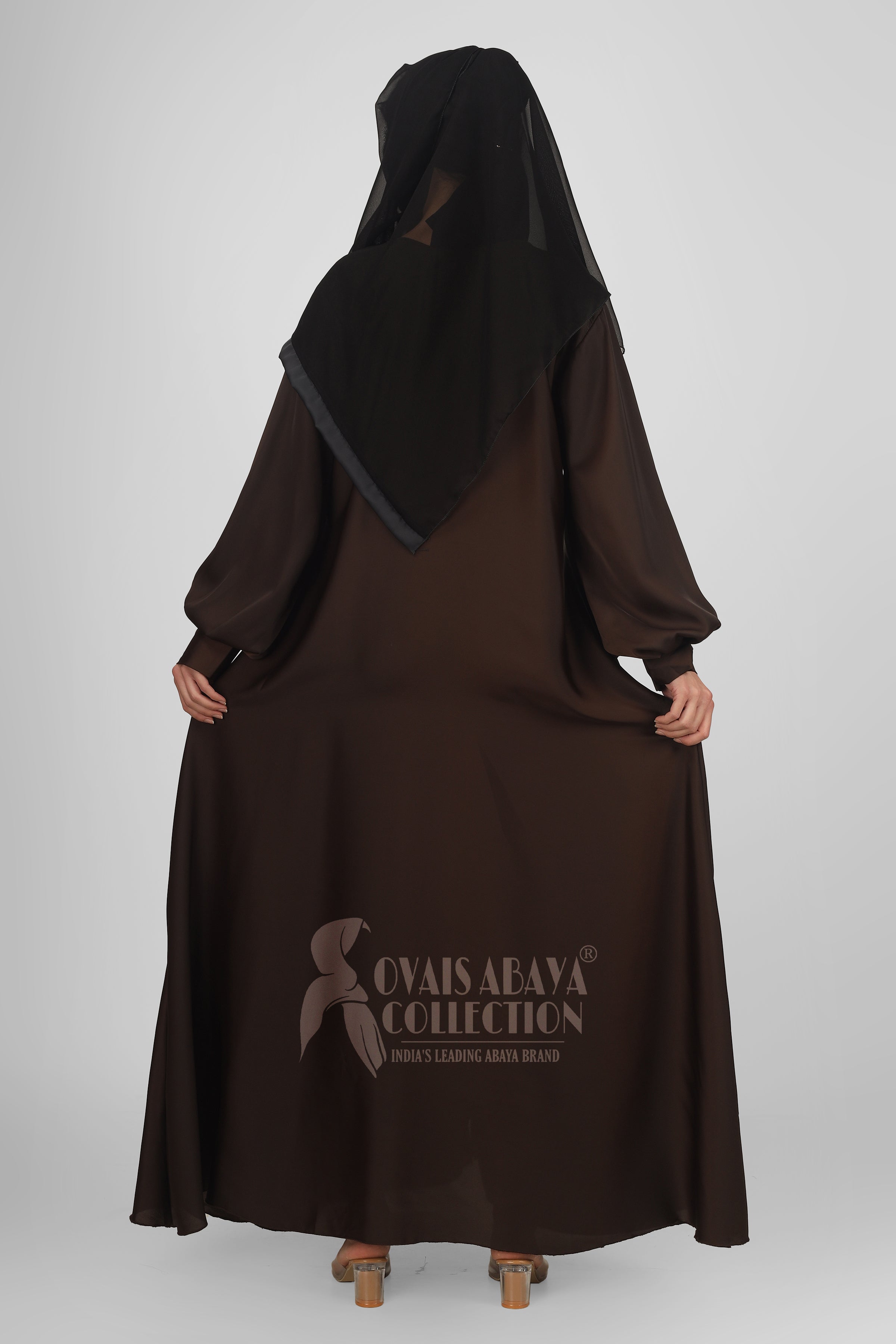 Daily Wear Buttons Abaya ( DARK BROWN )