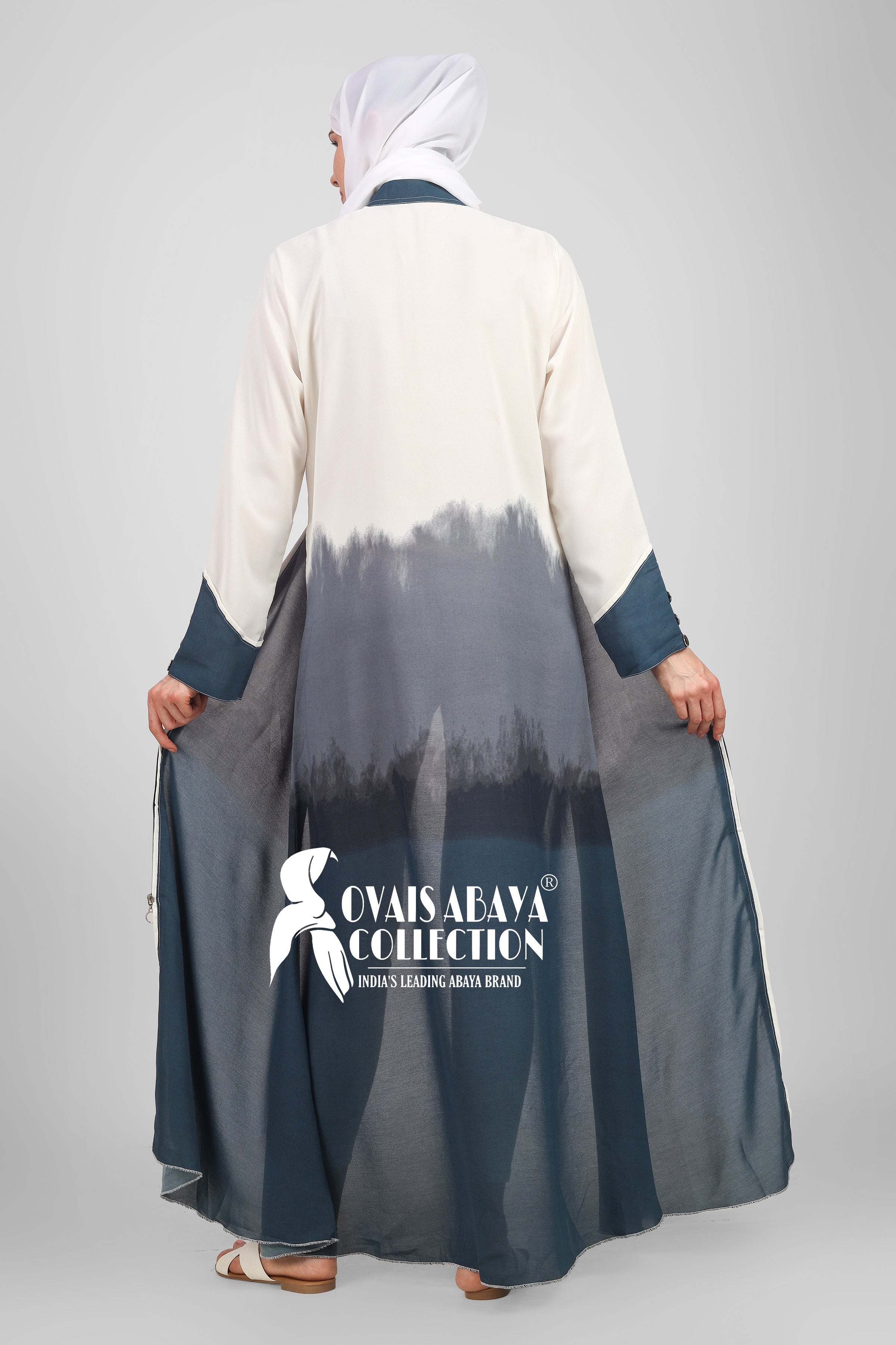 Juniba Tai Dye Fully Zipper Abaya LOW TEAL ( Limited - Edition )