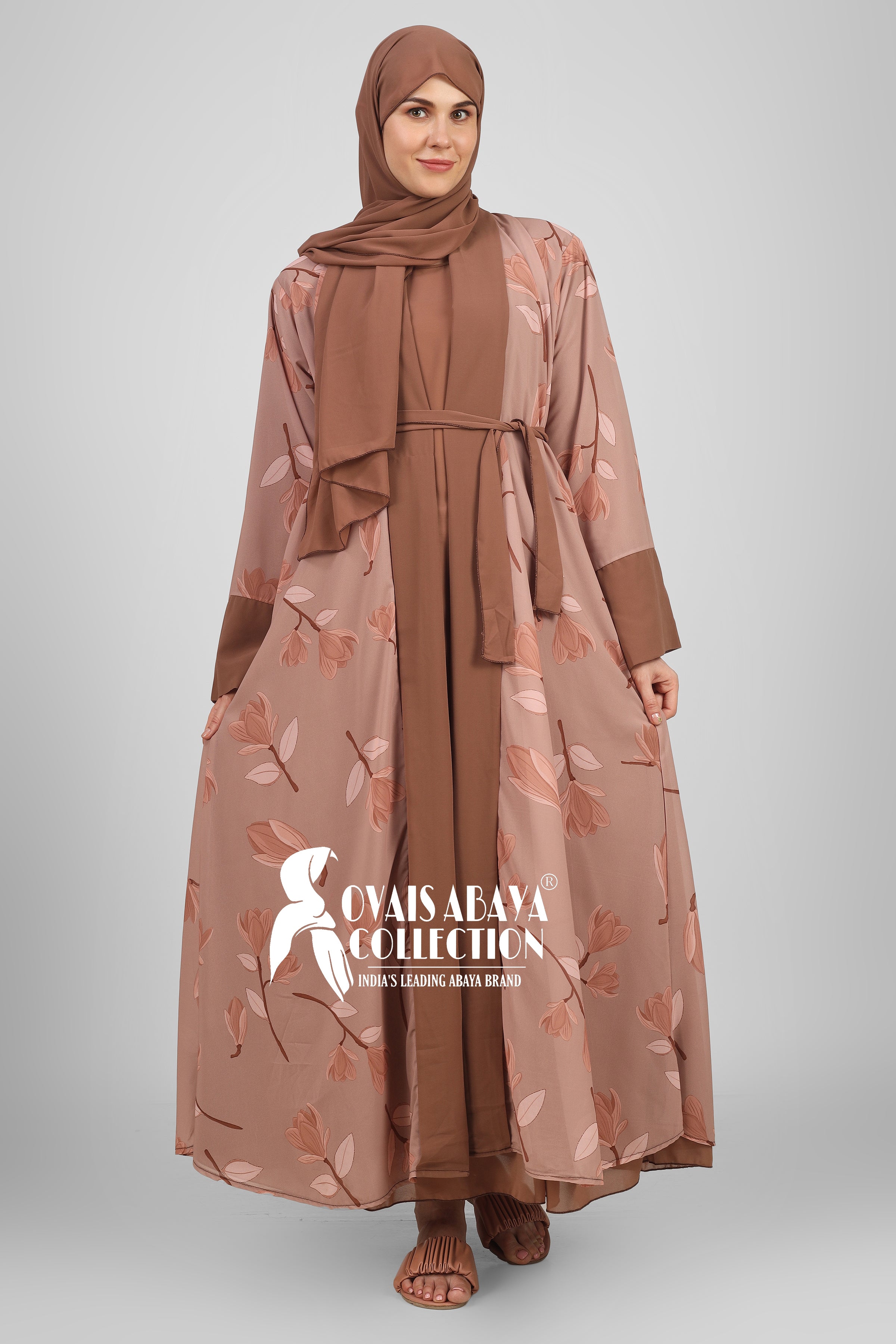 Marhaba Double Shrugs Tai dye Abaya ROSE GOLD ( New - Launch )