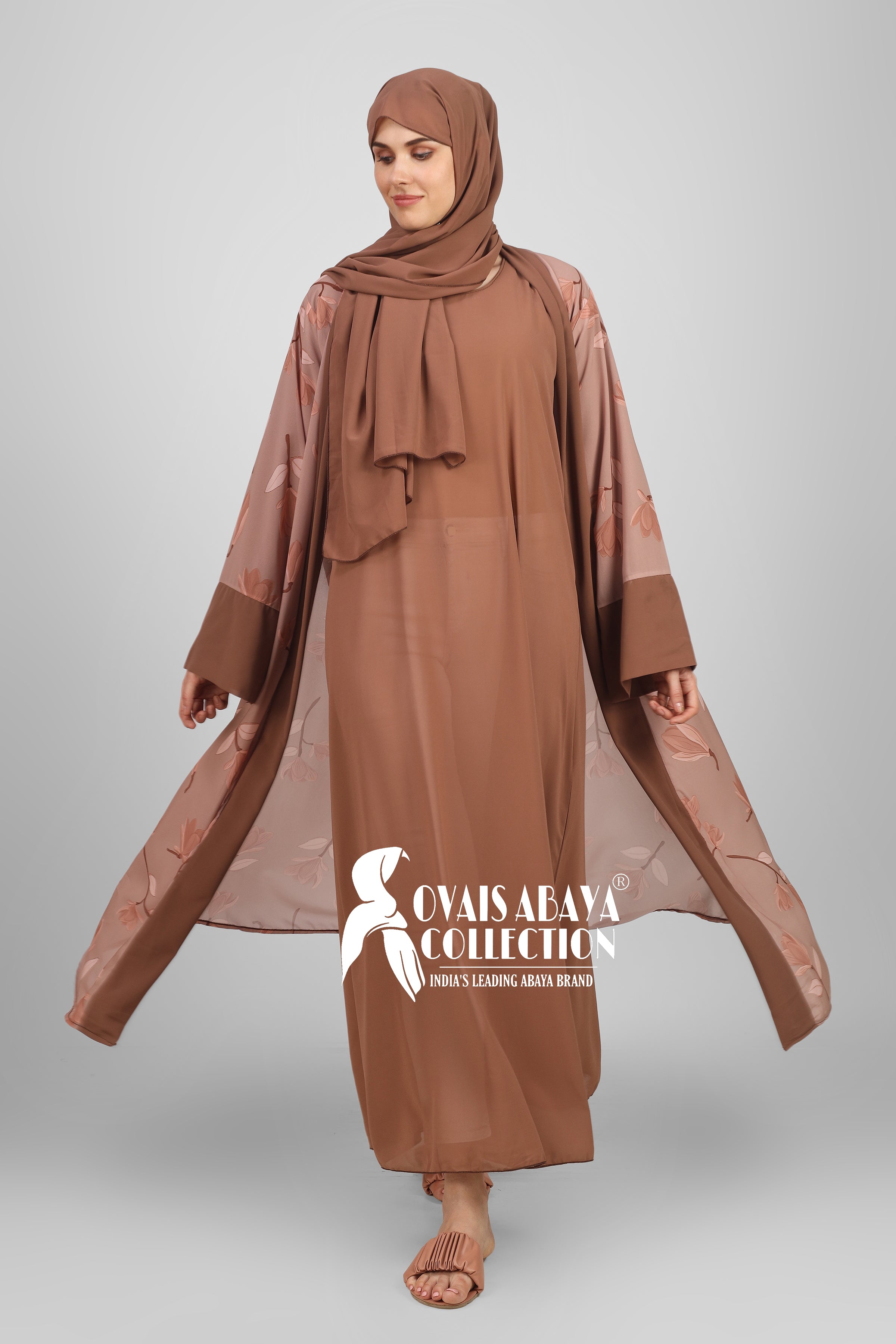 Marhaba Double Shrugs Tai dye Abaya ROSE GOLD ( New - Launch )