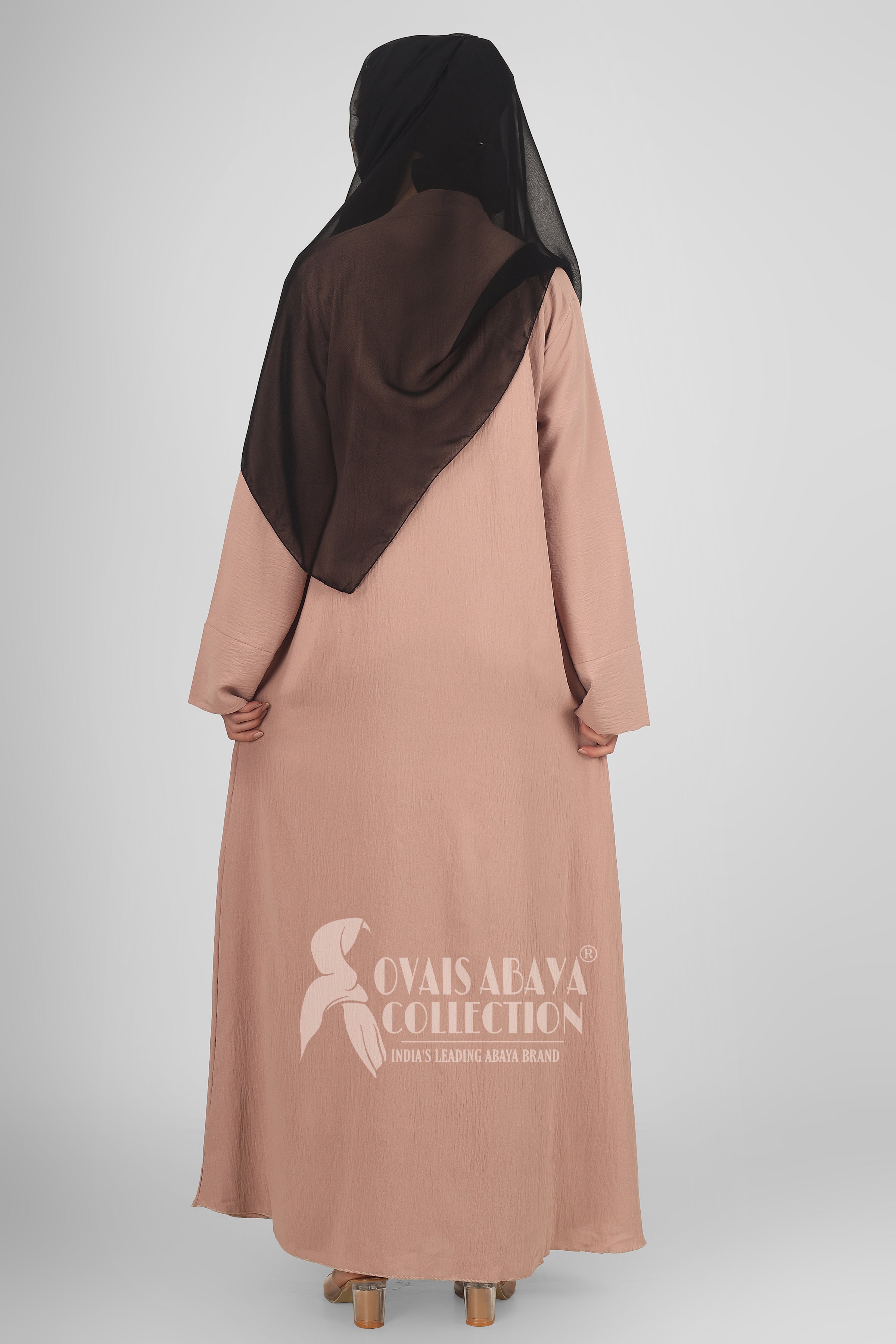 Original Dubai Crush Double Shrugs Abaya PEACH ( Limited - Stock )