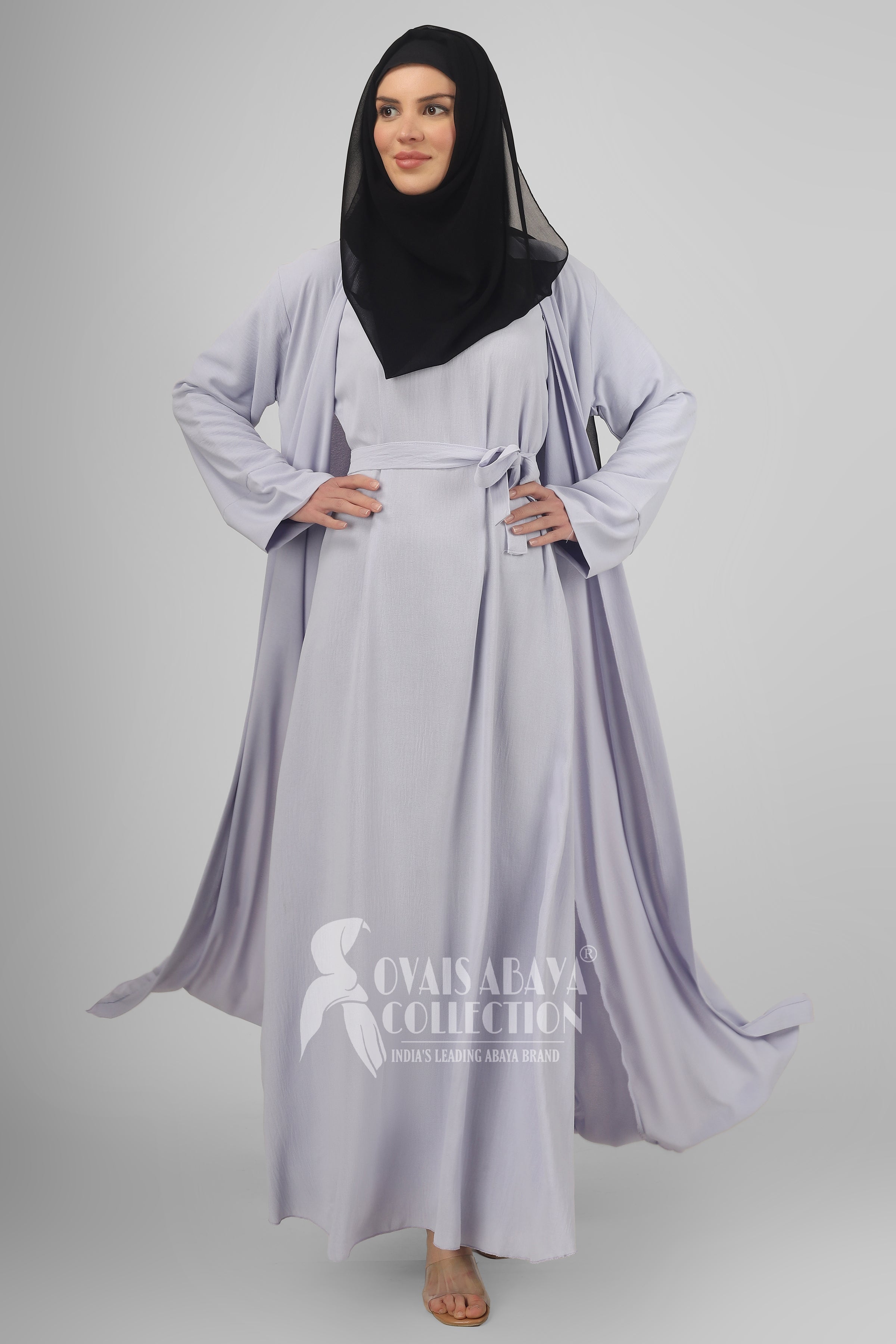 Original Dubai Crush Double Shrugs Abaya LIL LAVENDER ( Limited - Stock )