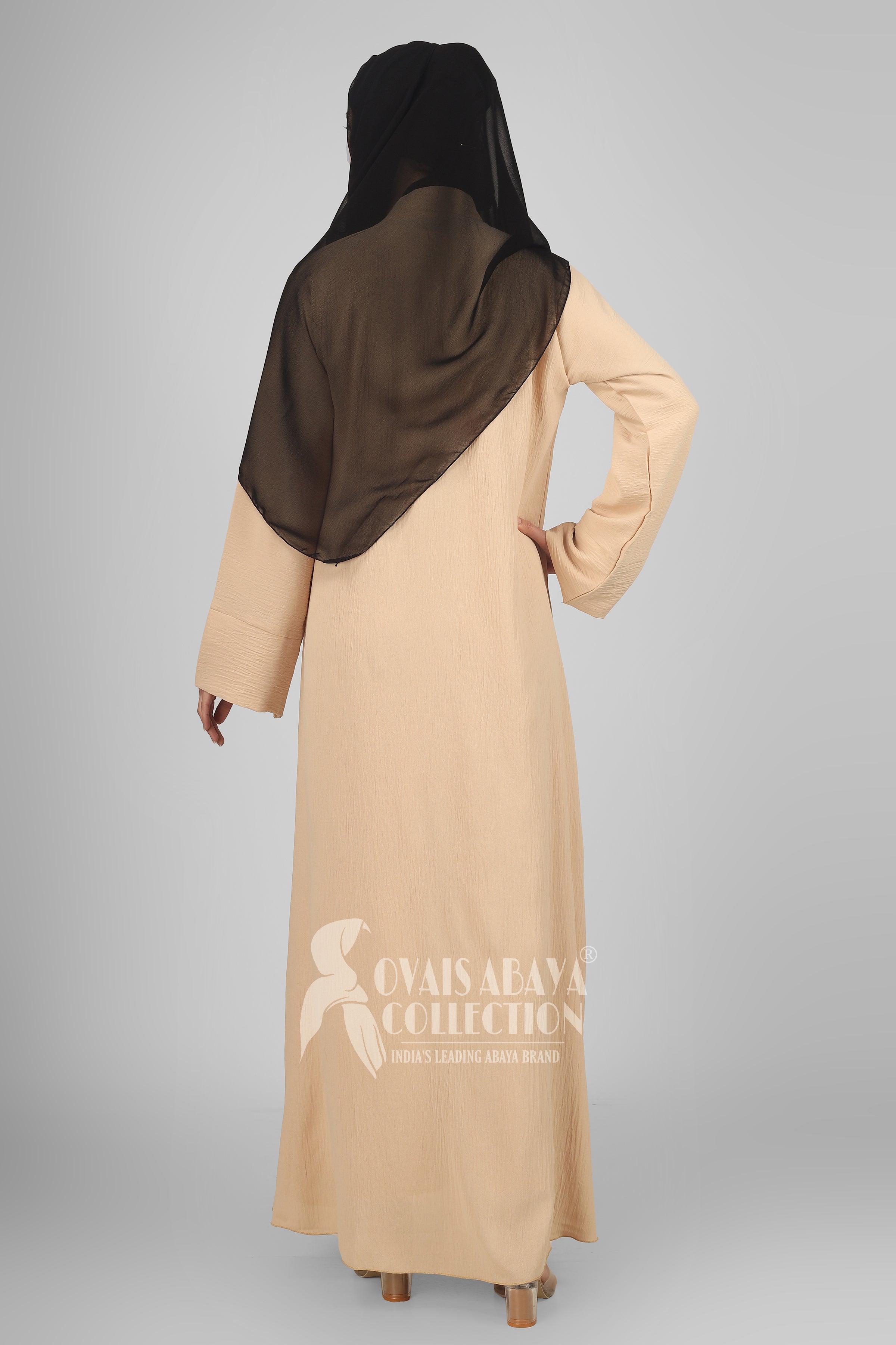 Original Dubai Crush Double Shrugs Abaya LITE NUDE ( Limited - Stock )