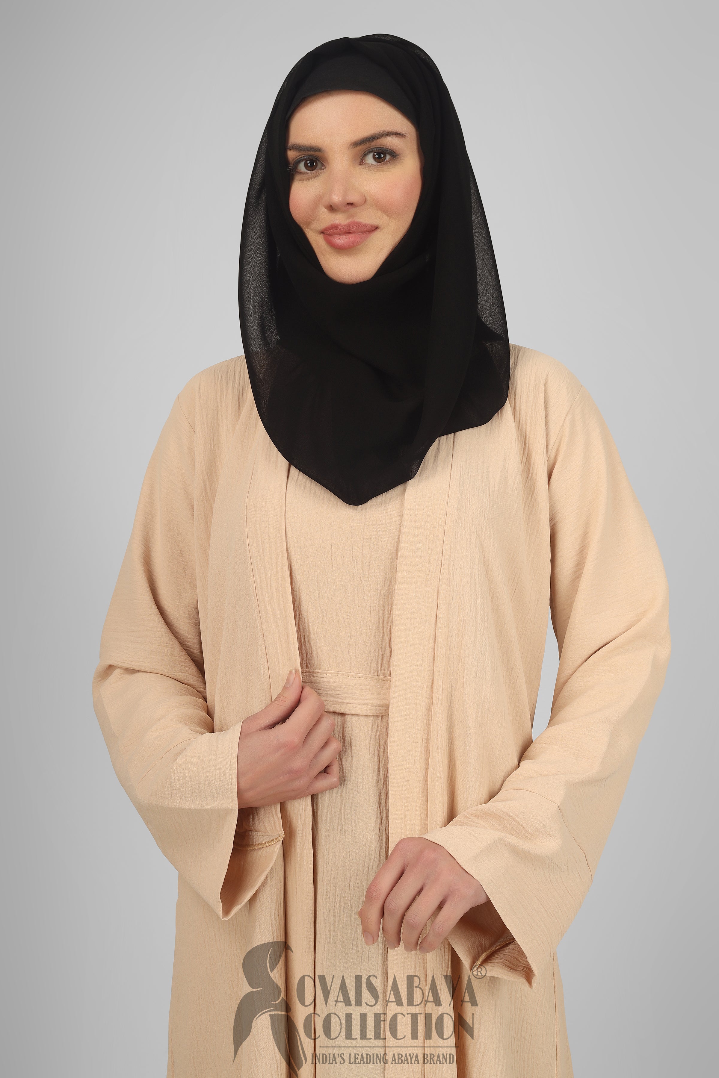 Original Dubai Crush Double Shrugs Abaya LITE NUDE ( Limited - Stock )