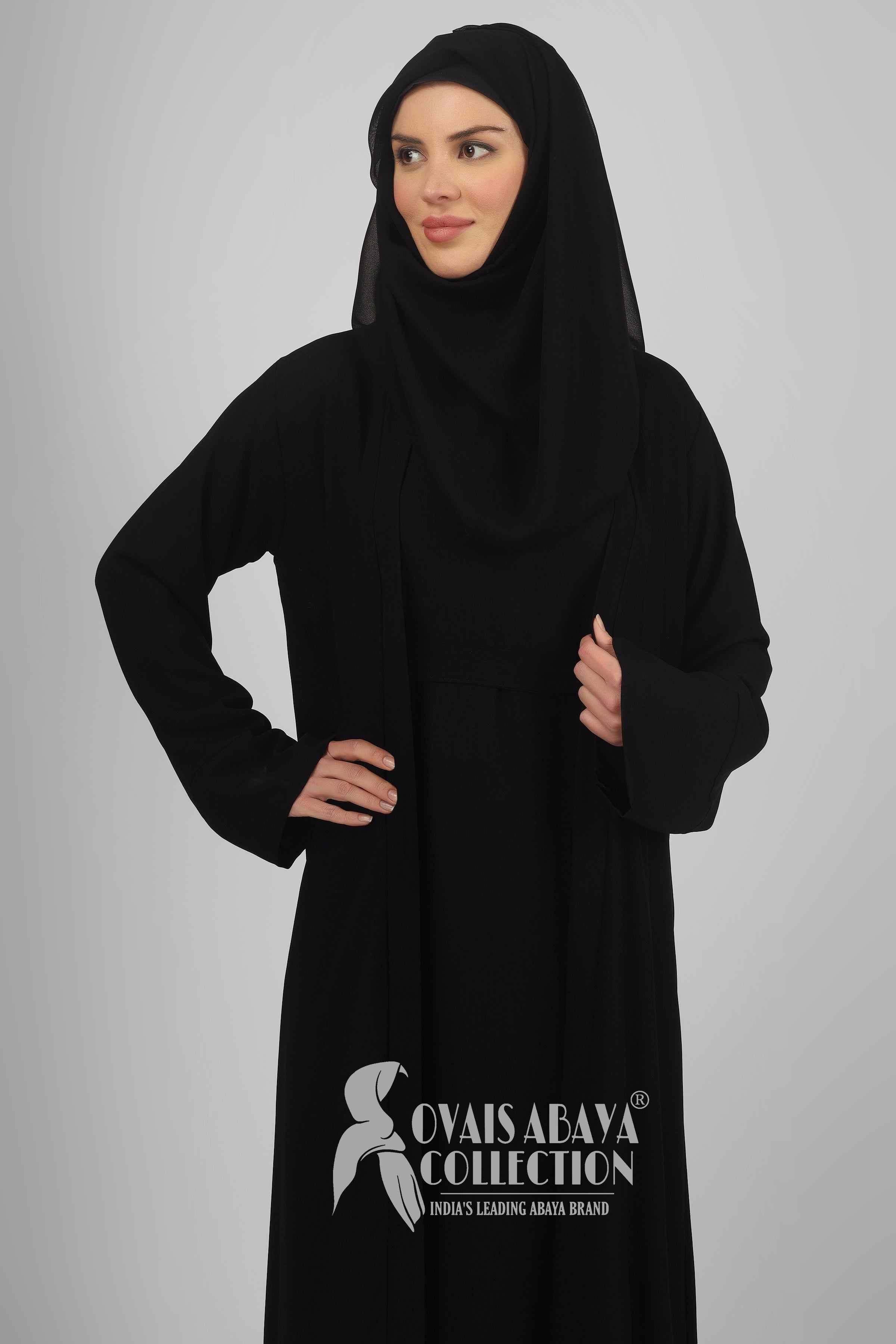 Original Dubai Crush Double Shrugs Abaya BLACK ( Limited - Stock )