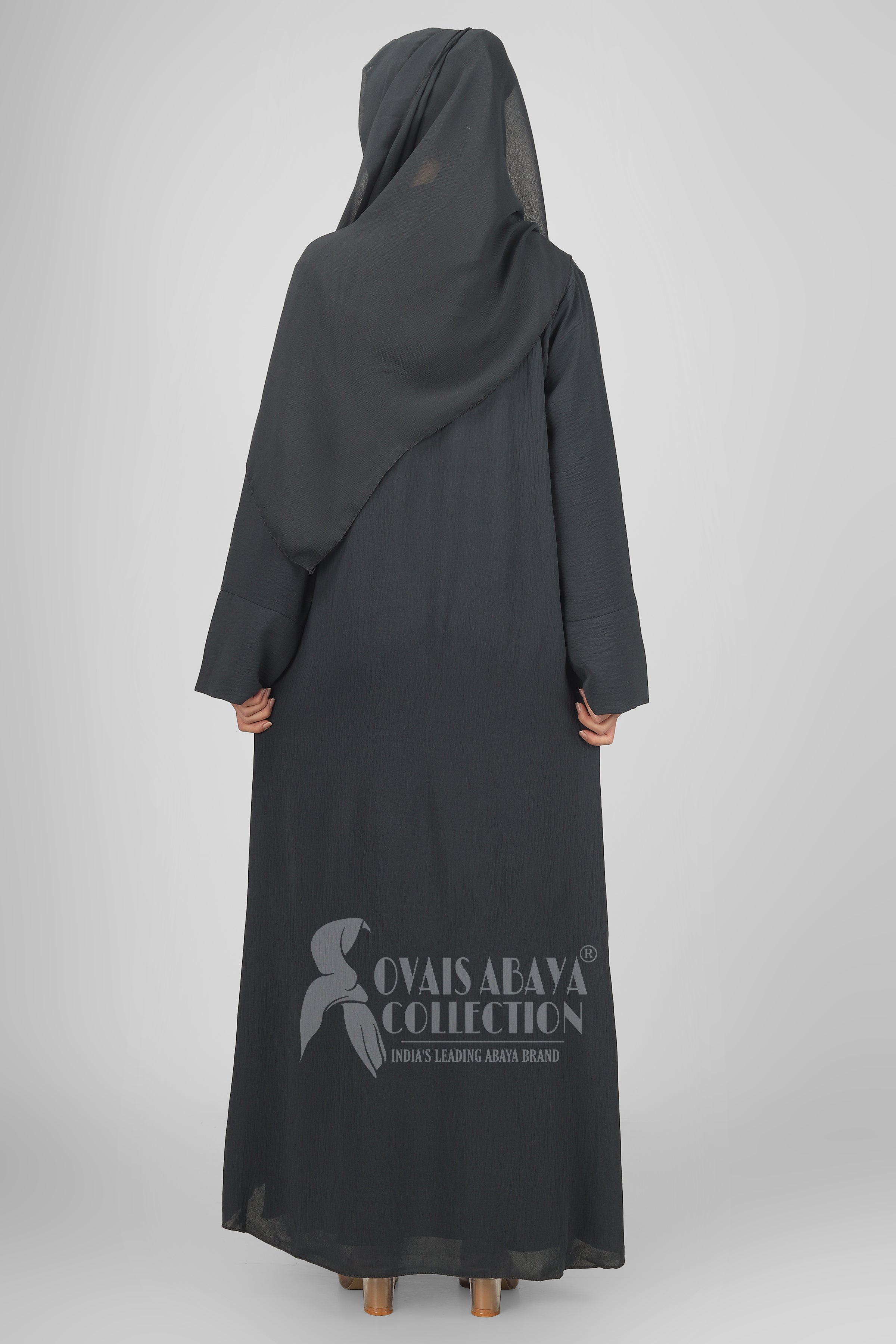 Original Dubai Crush Double Shrugs Abaya DD GRAY ( Limited - Stock )