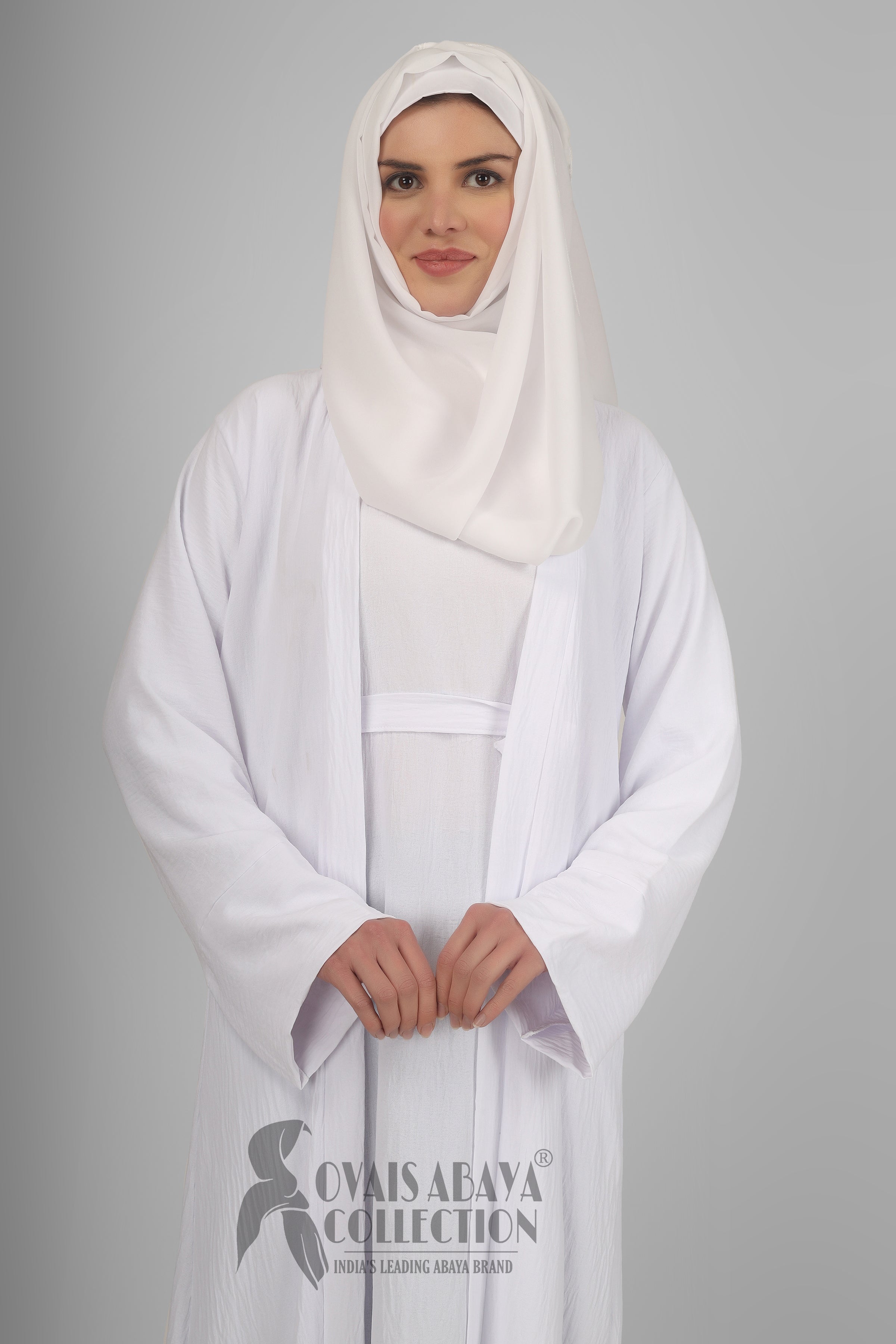 Original Dubai Crush Double Shrugs Abaya MILK WHITE ( Limited - Stock )