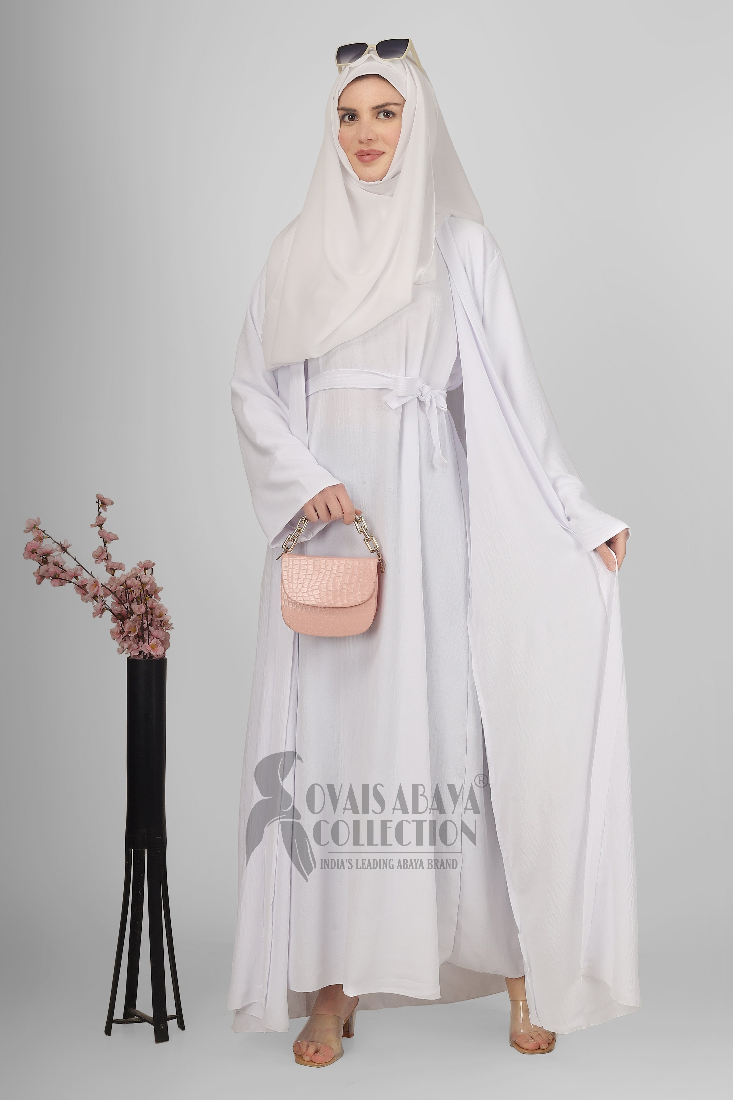 Original Dubai Crush Double Shrugs Abaya MILK WHITE ( Limited - Stock )