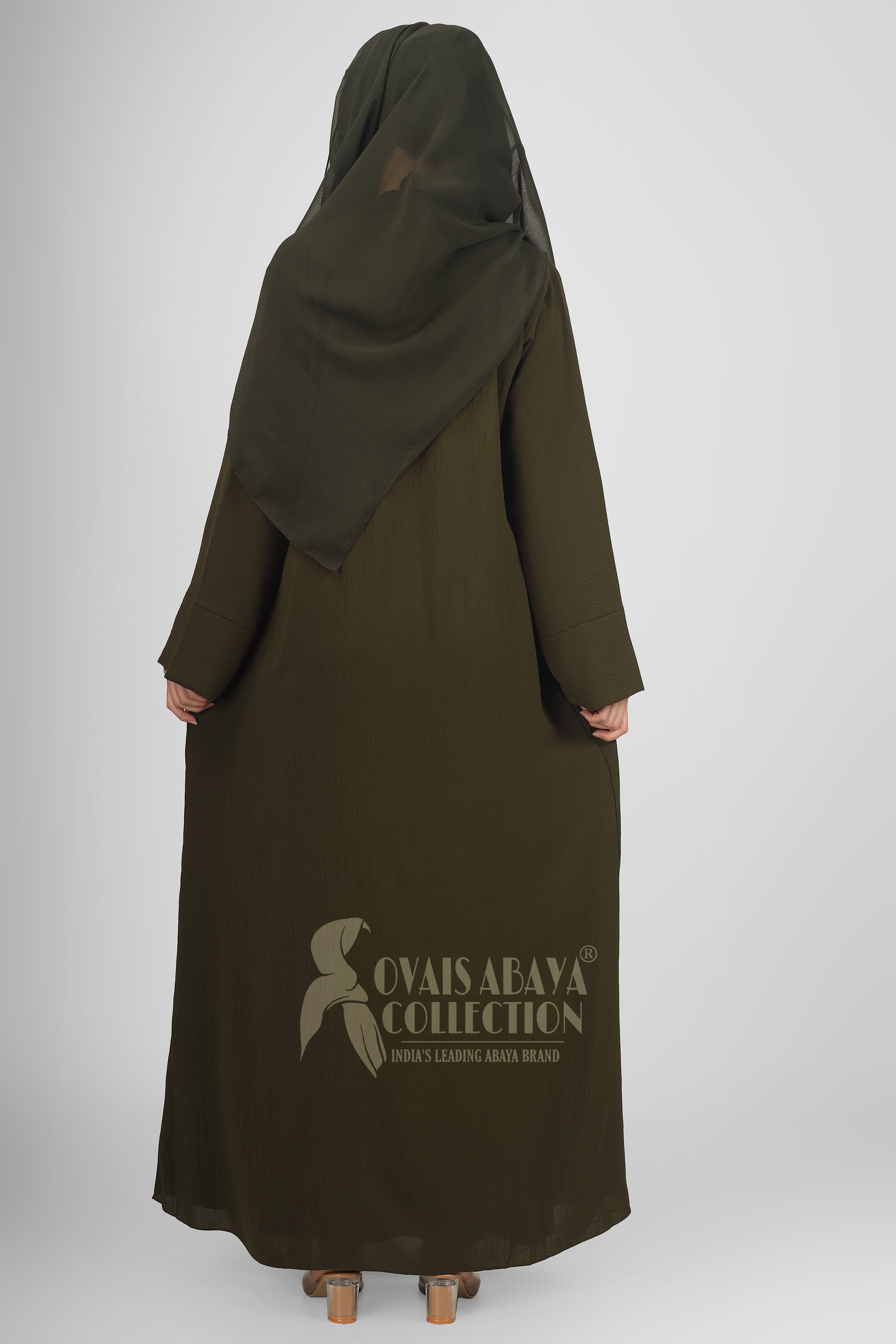 Original Dubai Crush Double Shrugs Abaya OLIVE ( Limited - Stock )