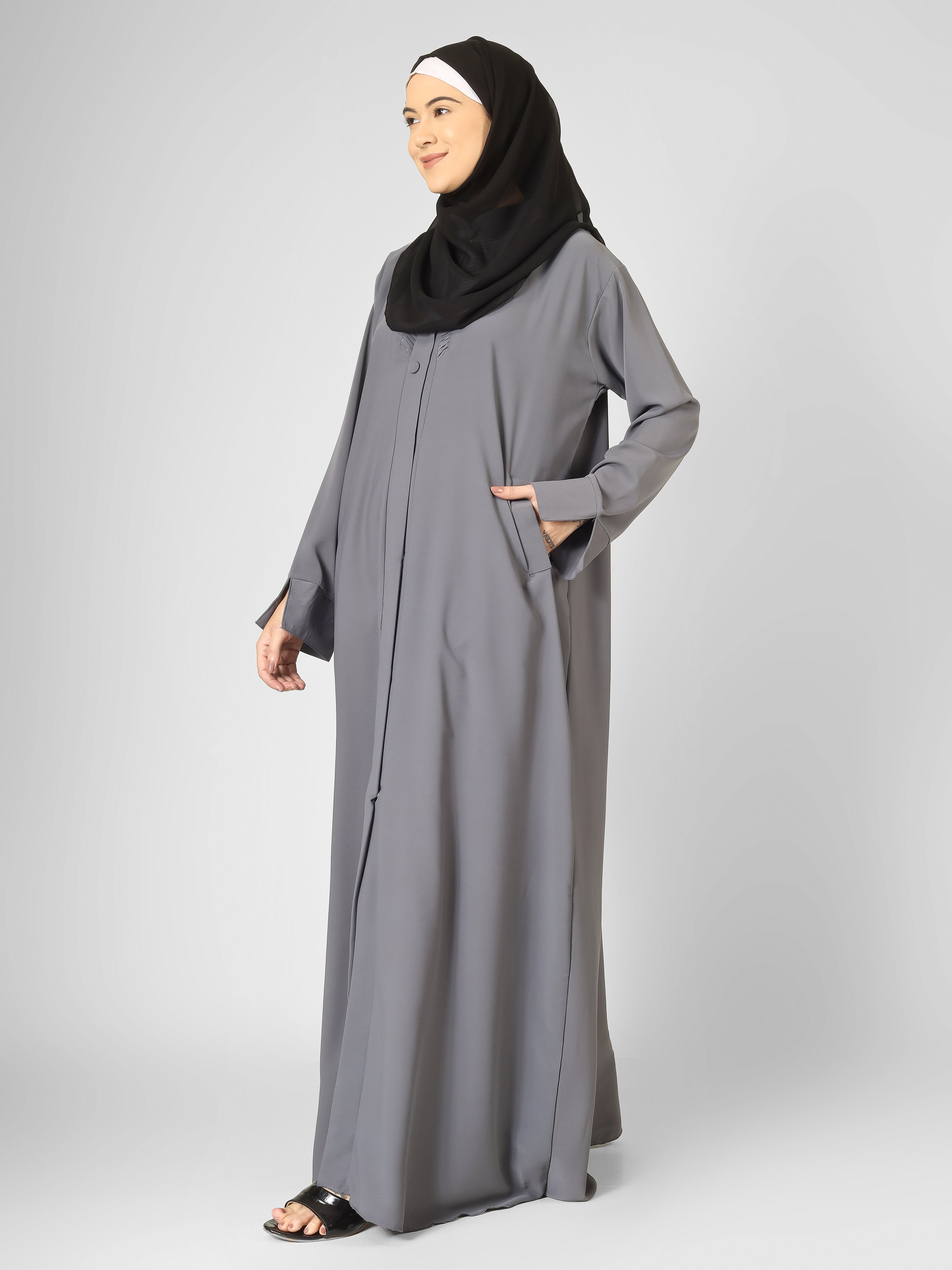 AYLA POCKET ABAYA | GRAY