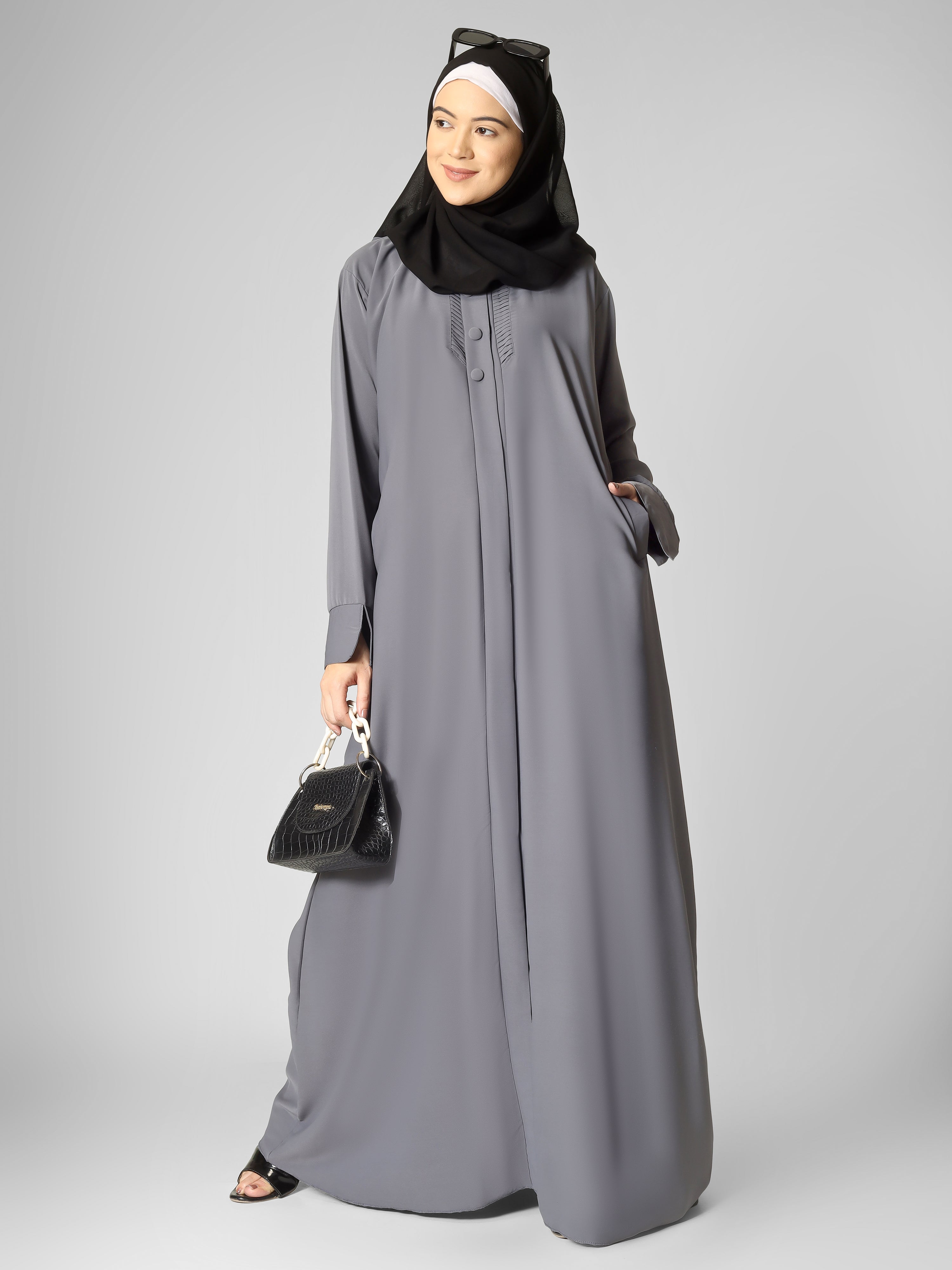 AYLA POCKET ABAYA | GRAY
