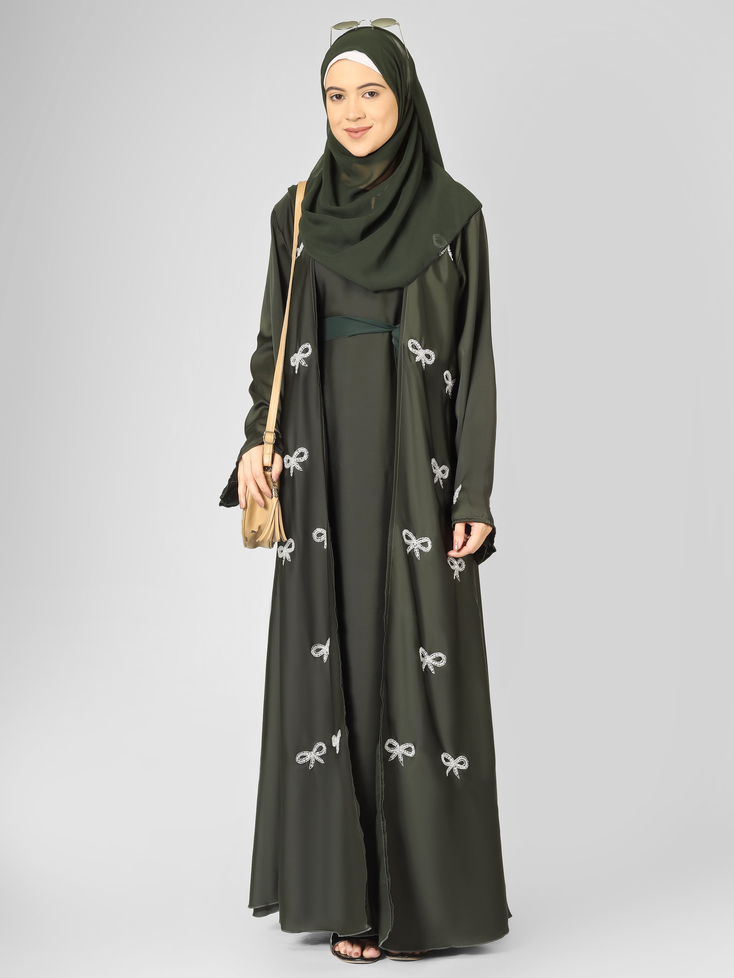 REHBAR DOUBLE SHRUG ABAYA | OLIVE