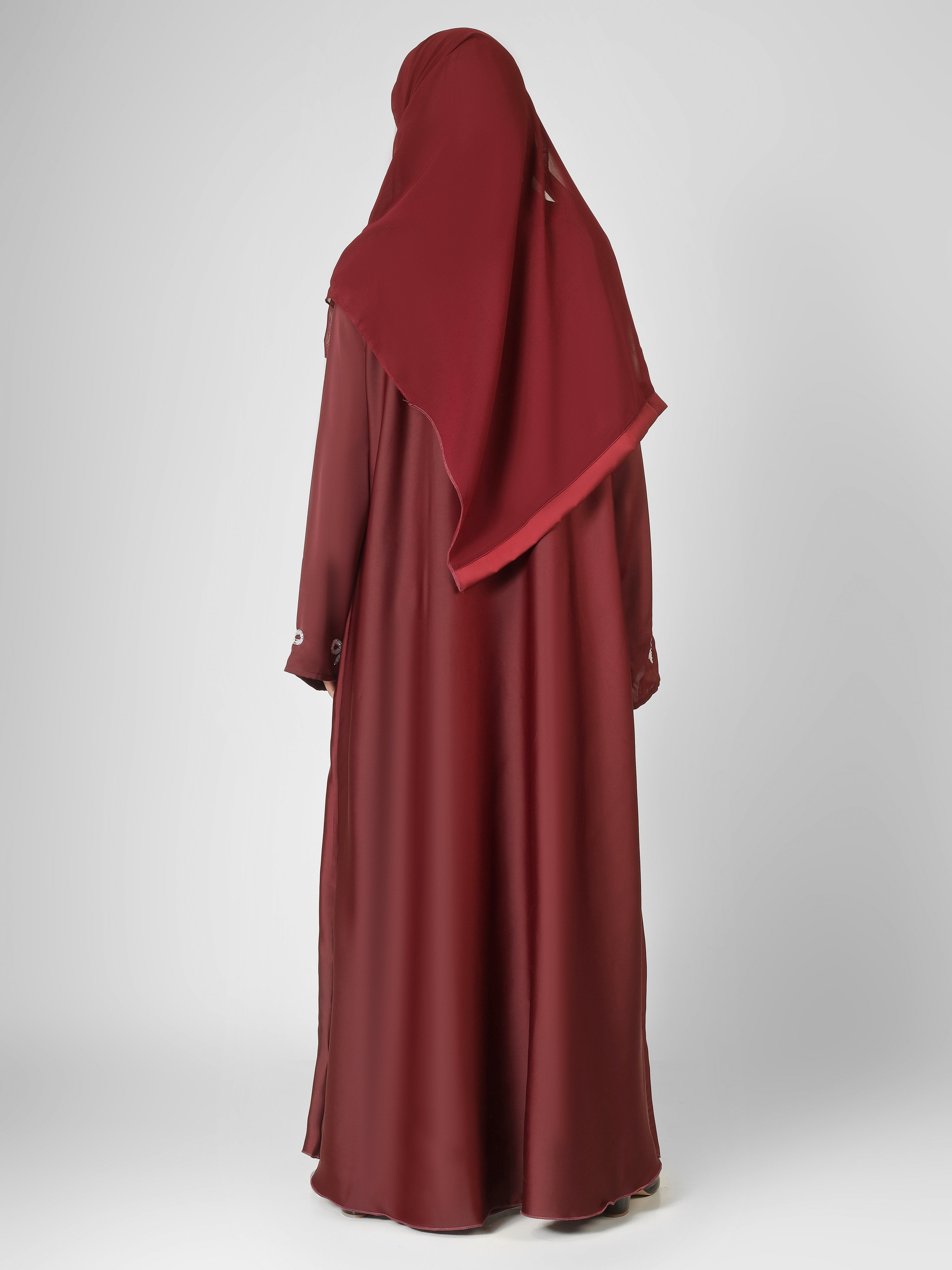 REHBAR DOUBLE SHRUG ABAYA | MAROON