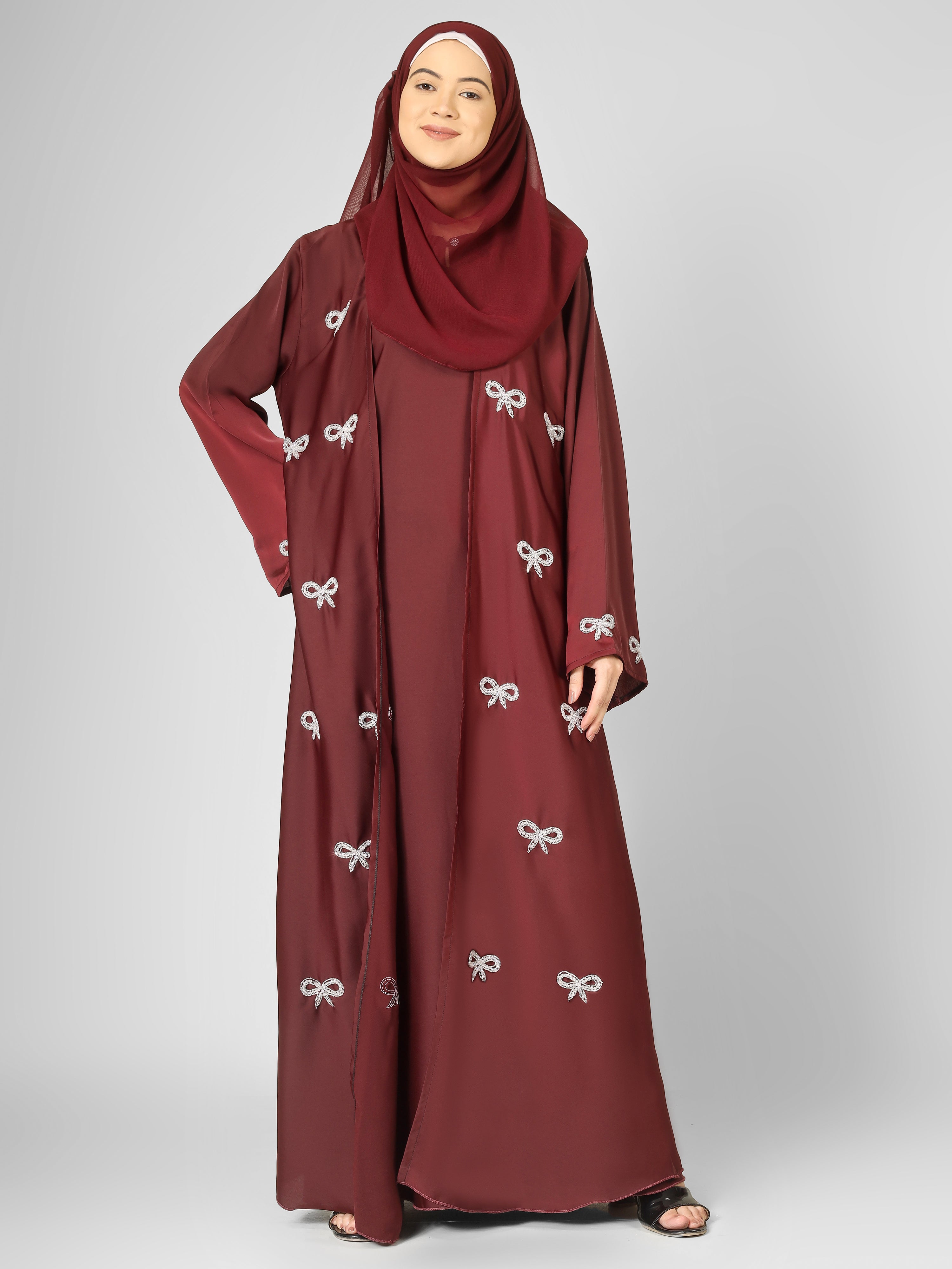 REHBAR DOUBLE SHRUG ABAYA | MAROON