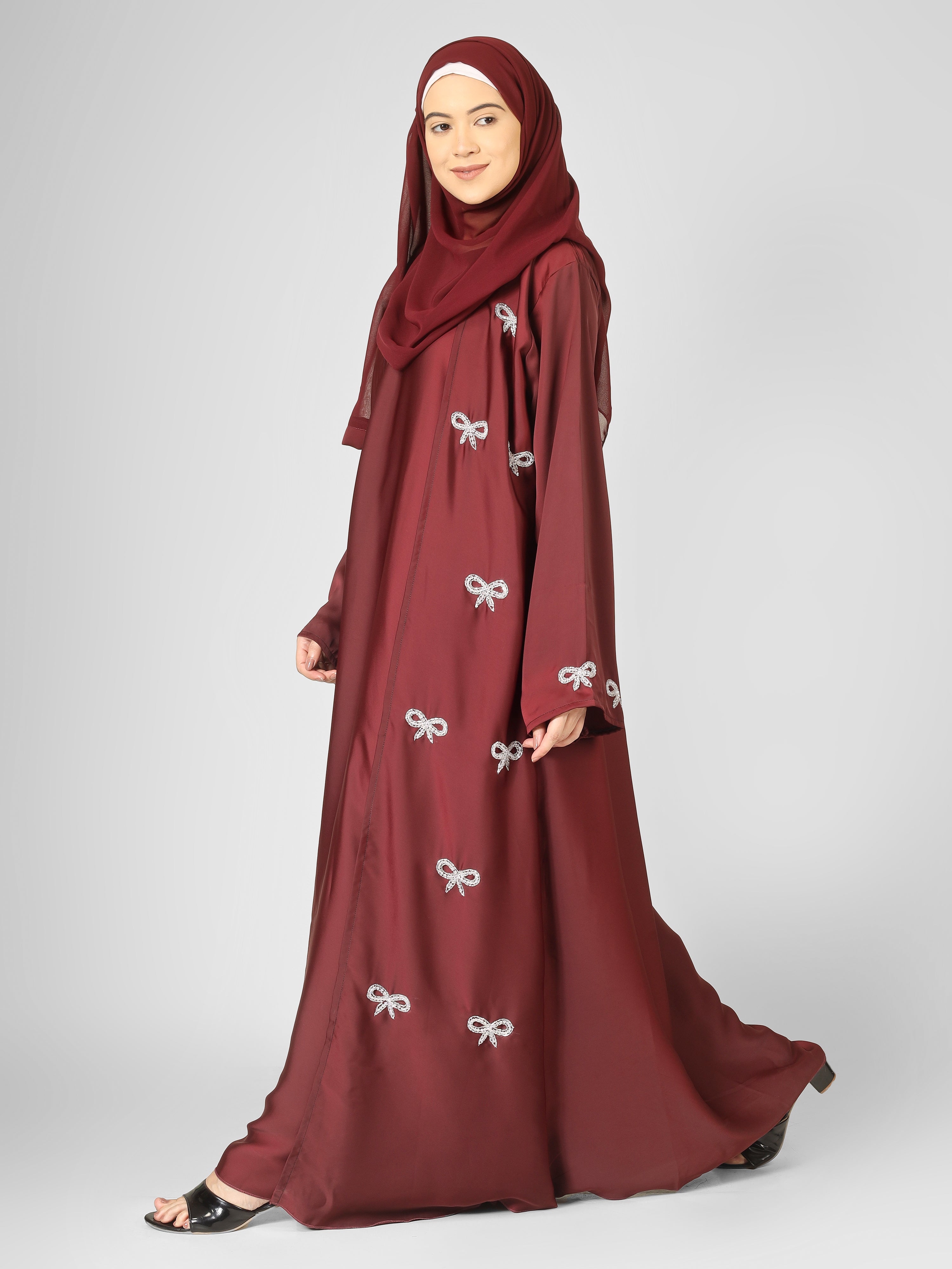 REHBAR DOUBLE SHRUG ABAYA | MAROON