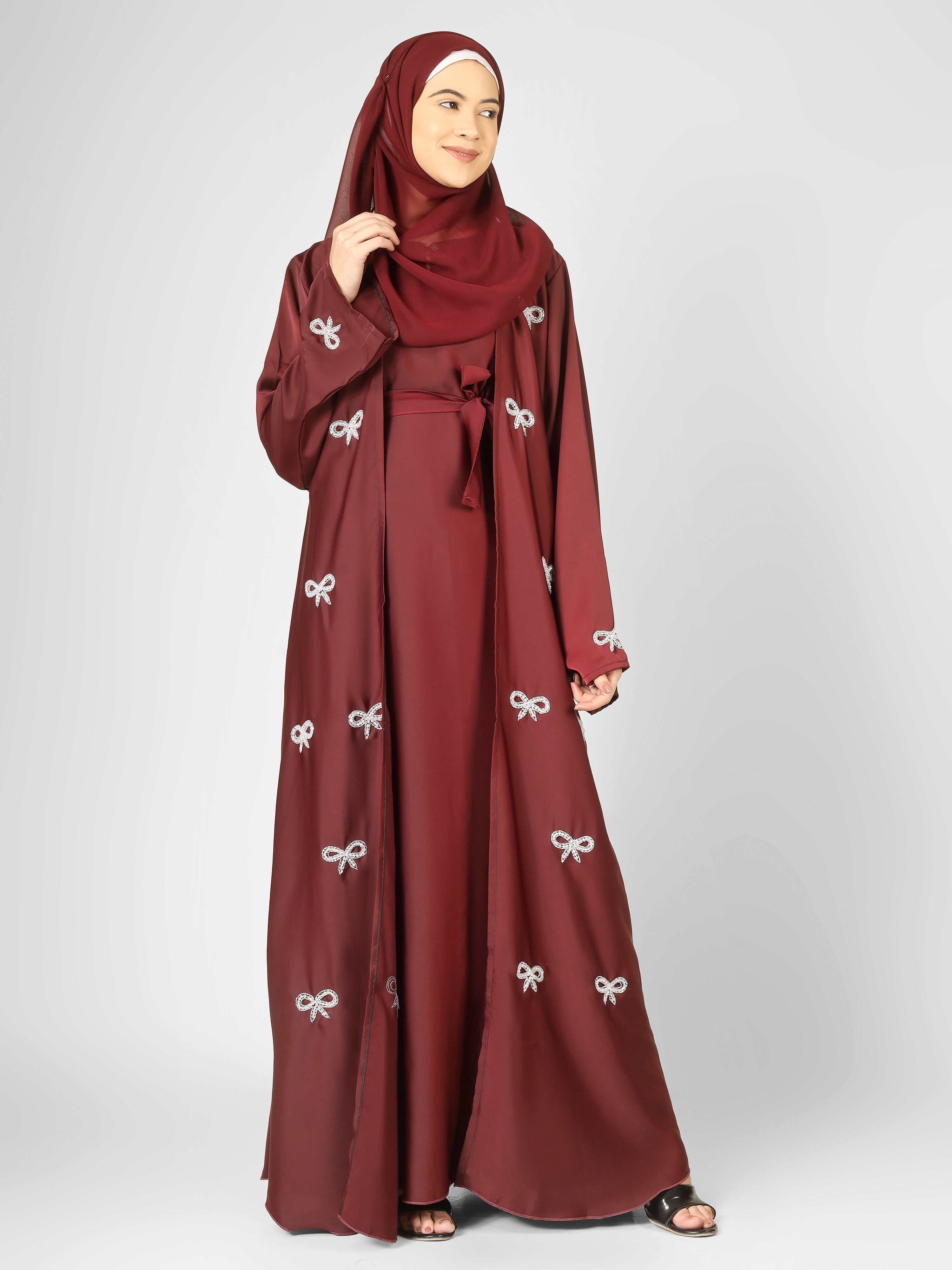 REHBAR DOUBLE SHRUG ABAYA | MAROON
