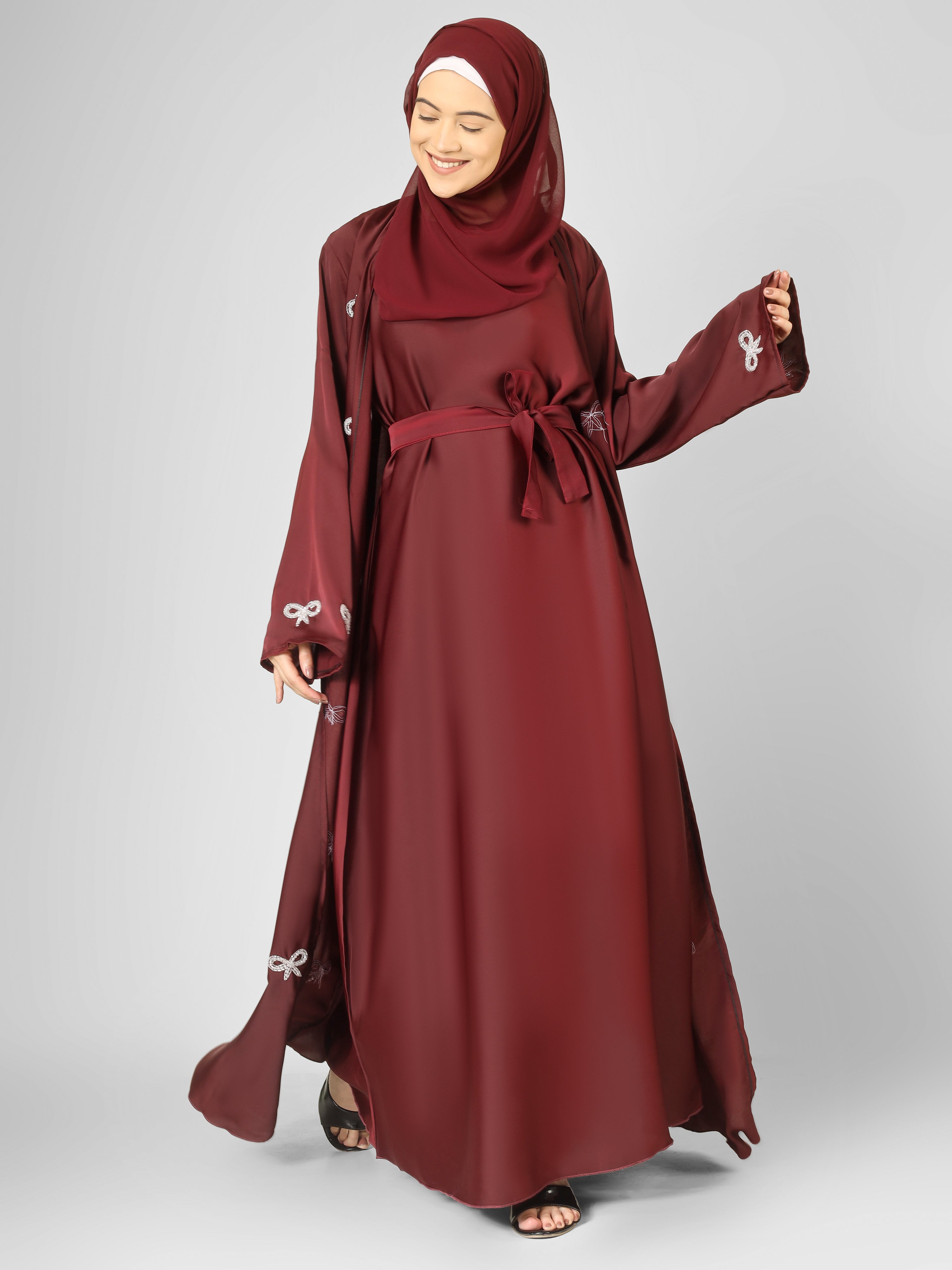 REHBAR DOUBLE SHRUG ABAYA | MAROON