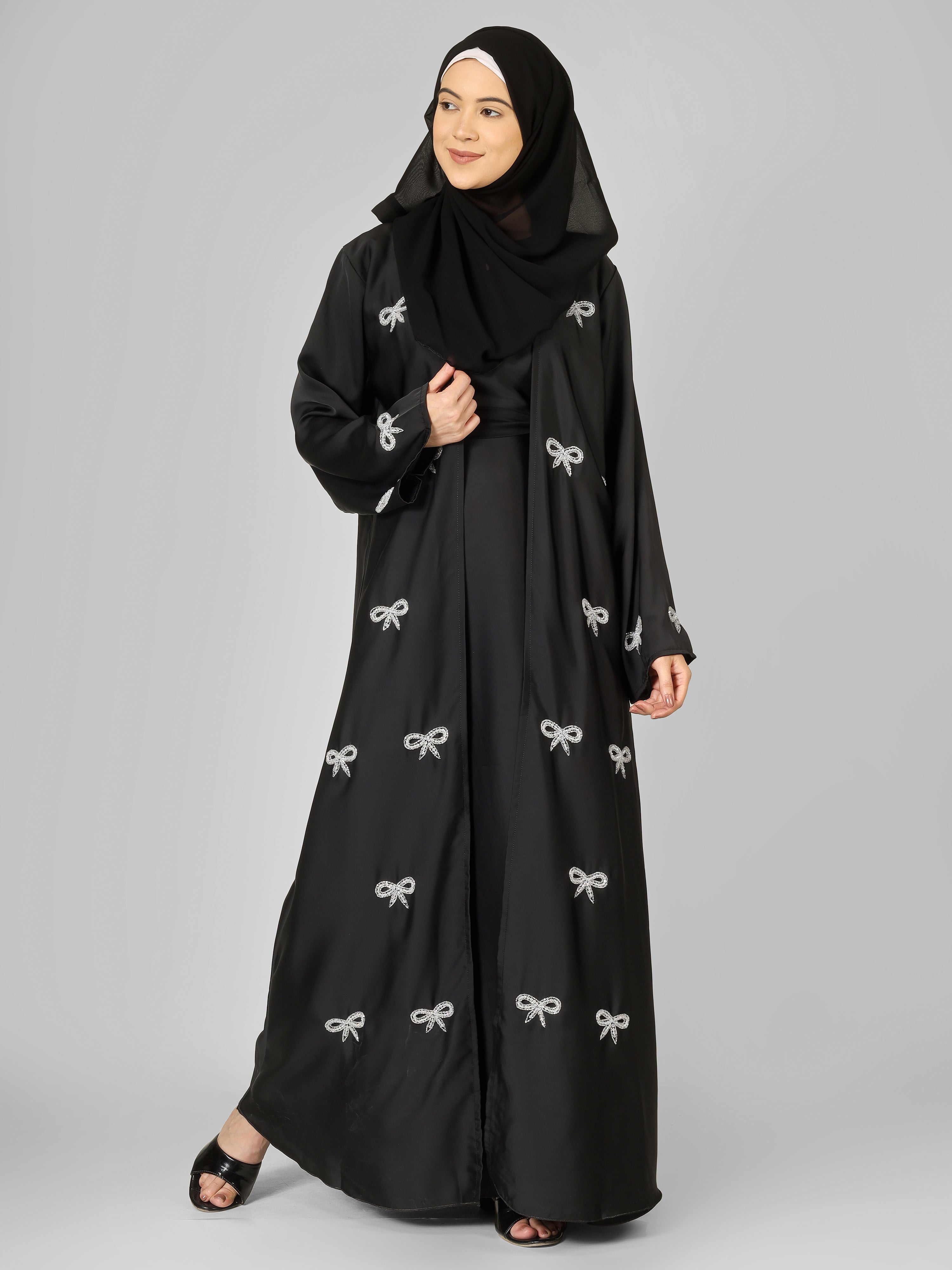 REHBAR DOUBLE SHRUG ABAYA | BLACK