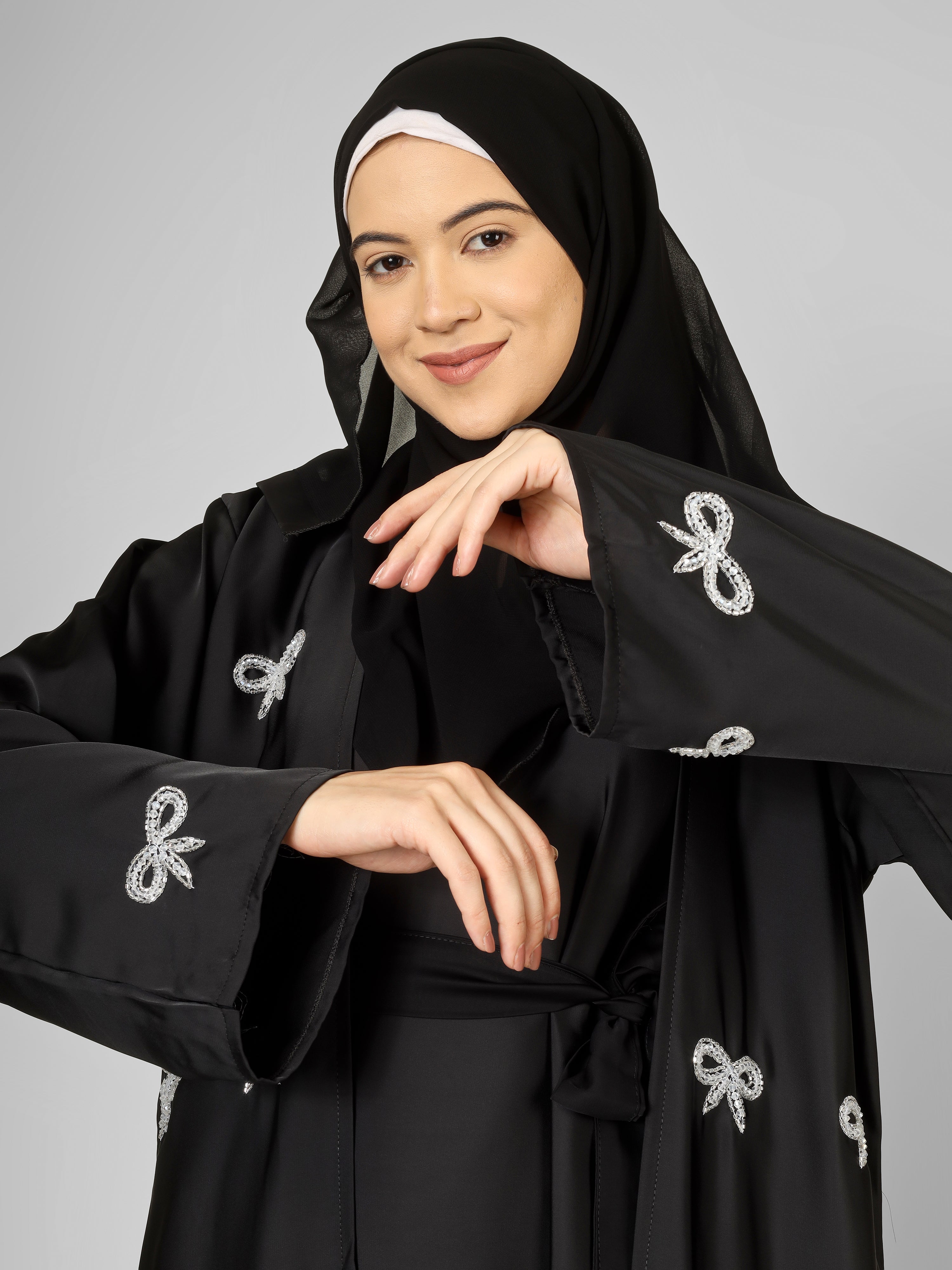 REHBAR DOUBLE SHRUG ABAYA | BLACK