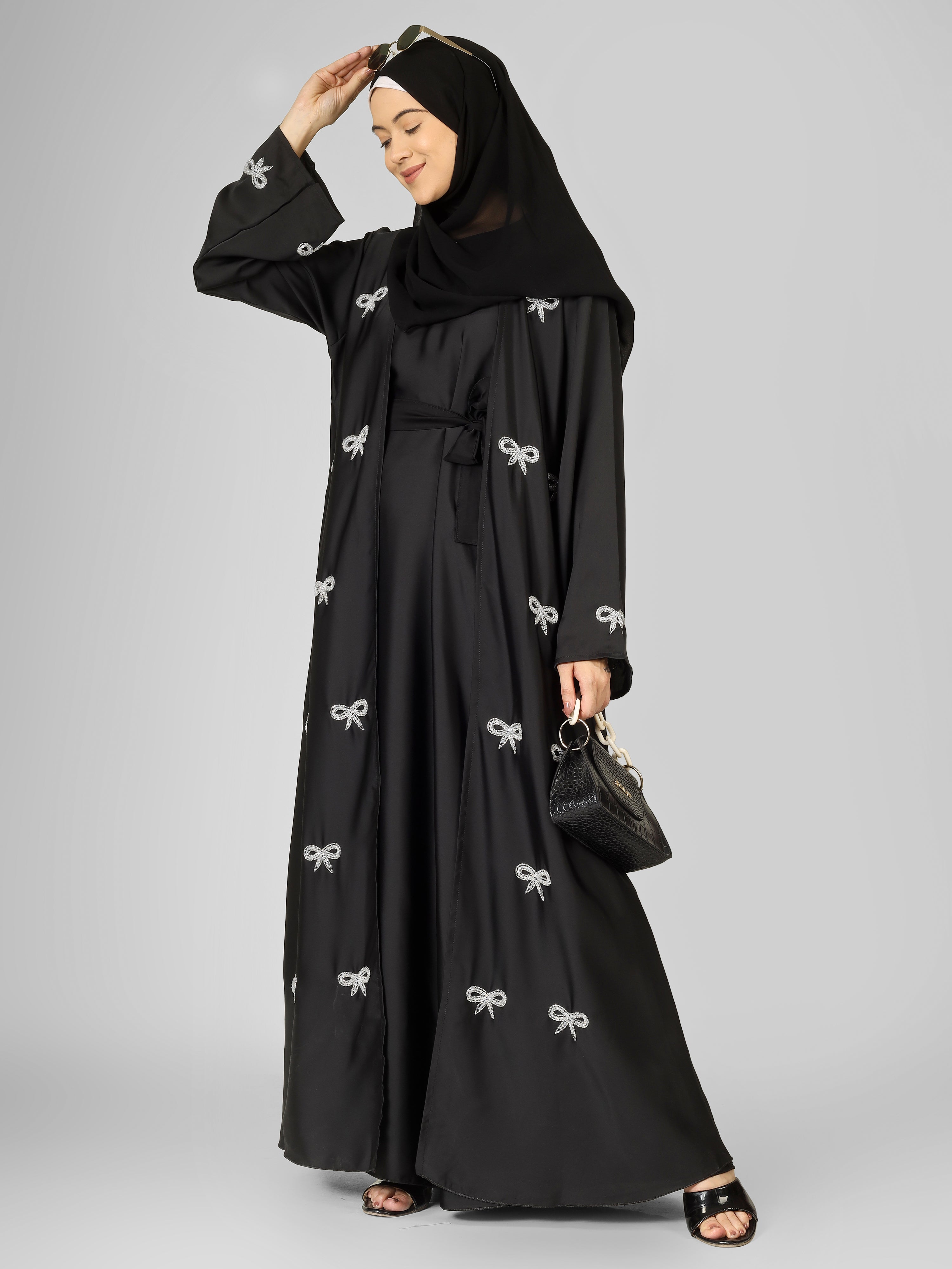REHBAR DOUBLE SHRUG ABAYA | BLACK