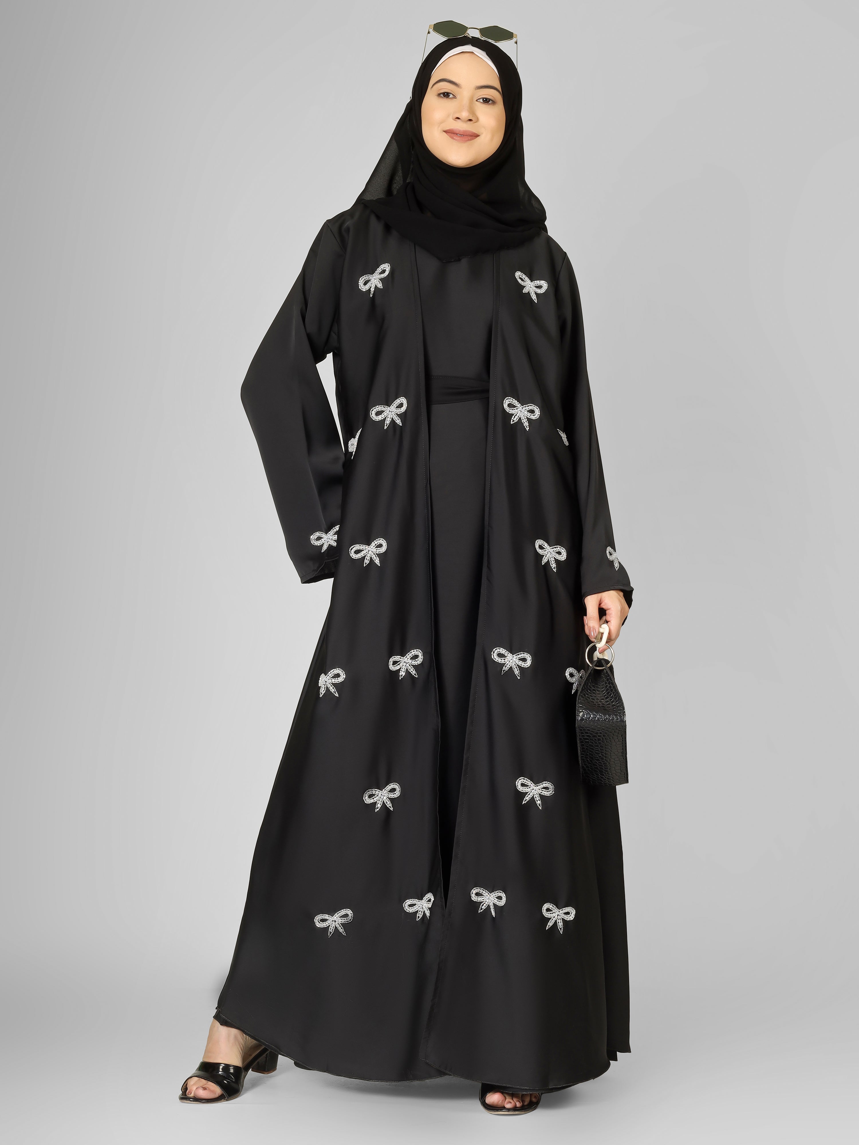 REHBAR DOUBLE SHRUG ABAYA | BLACK