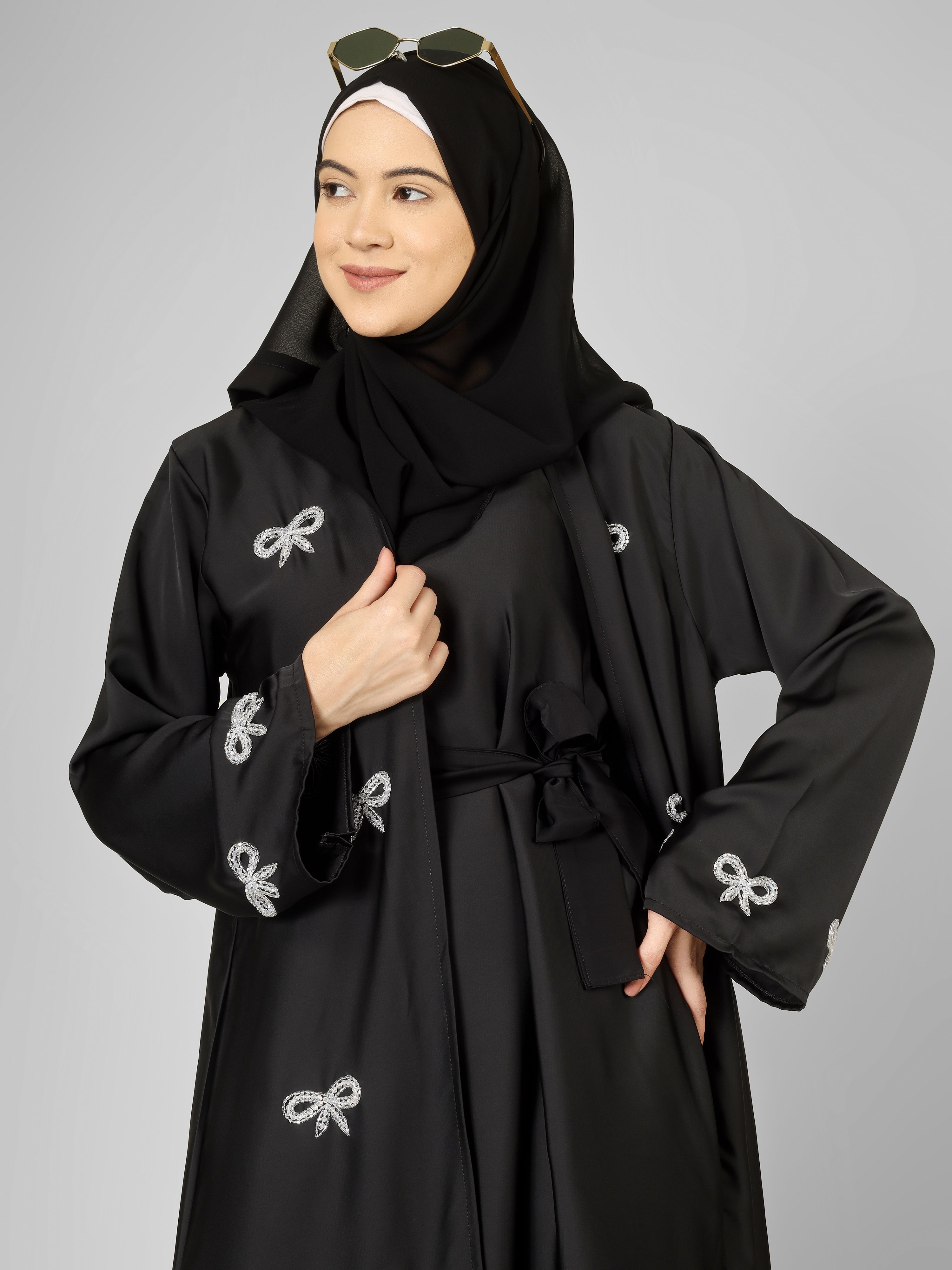 REHBAR DOUBLE SHRUG ABAYA | BLACK