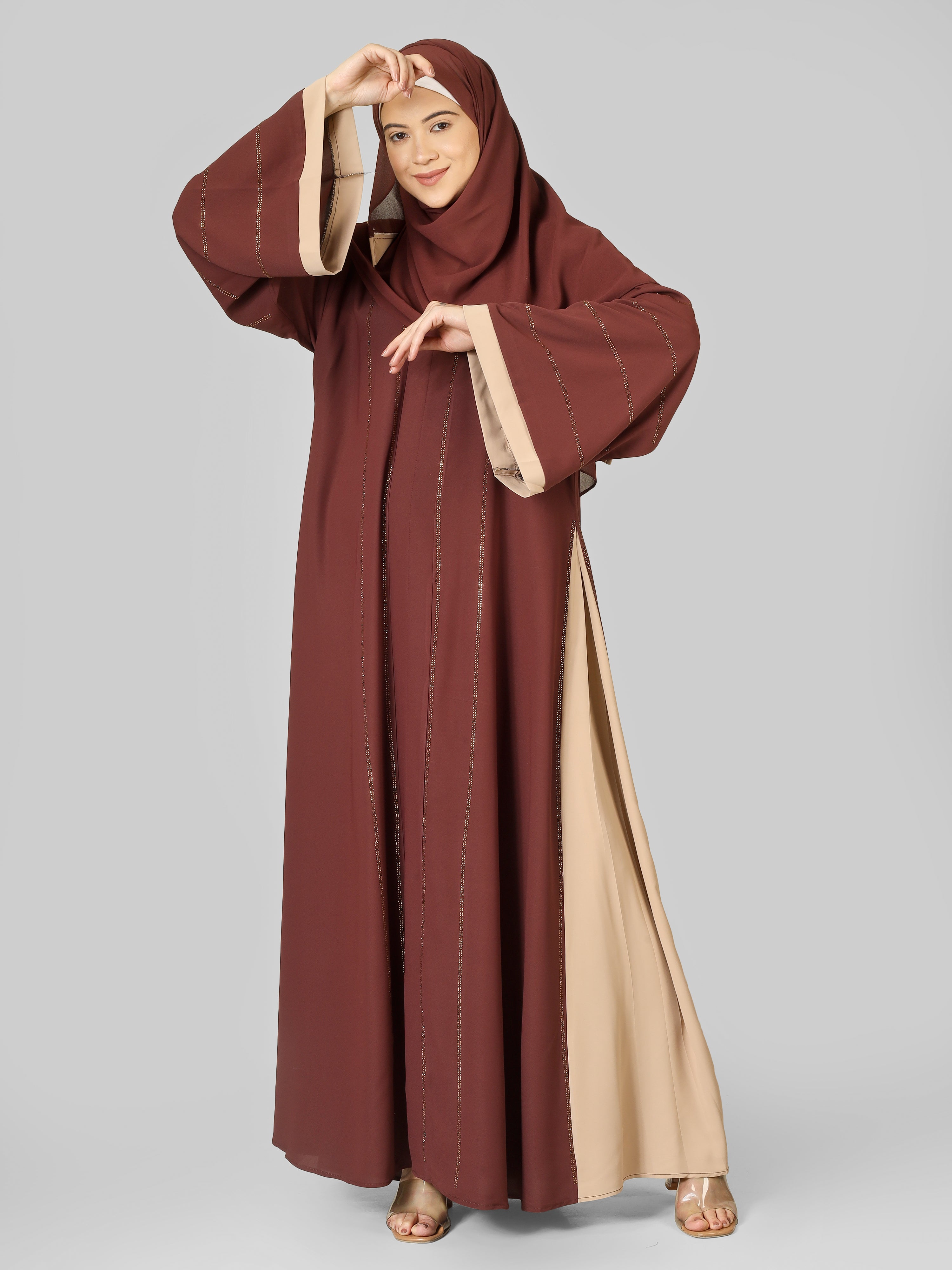 AL-ALINA FULLY CLOSED ABAYA | BROWN