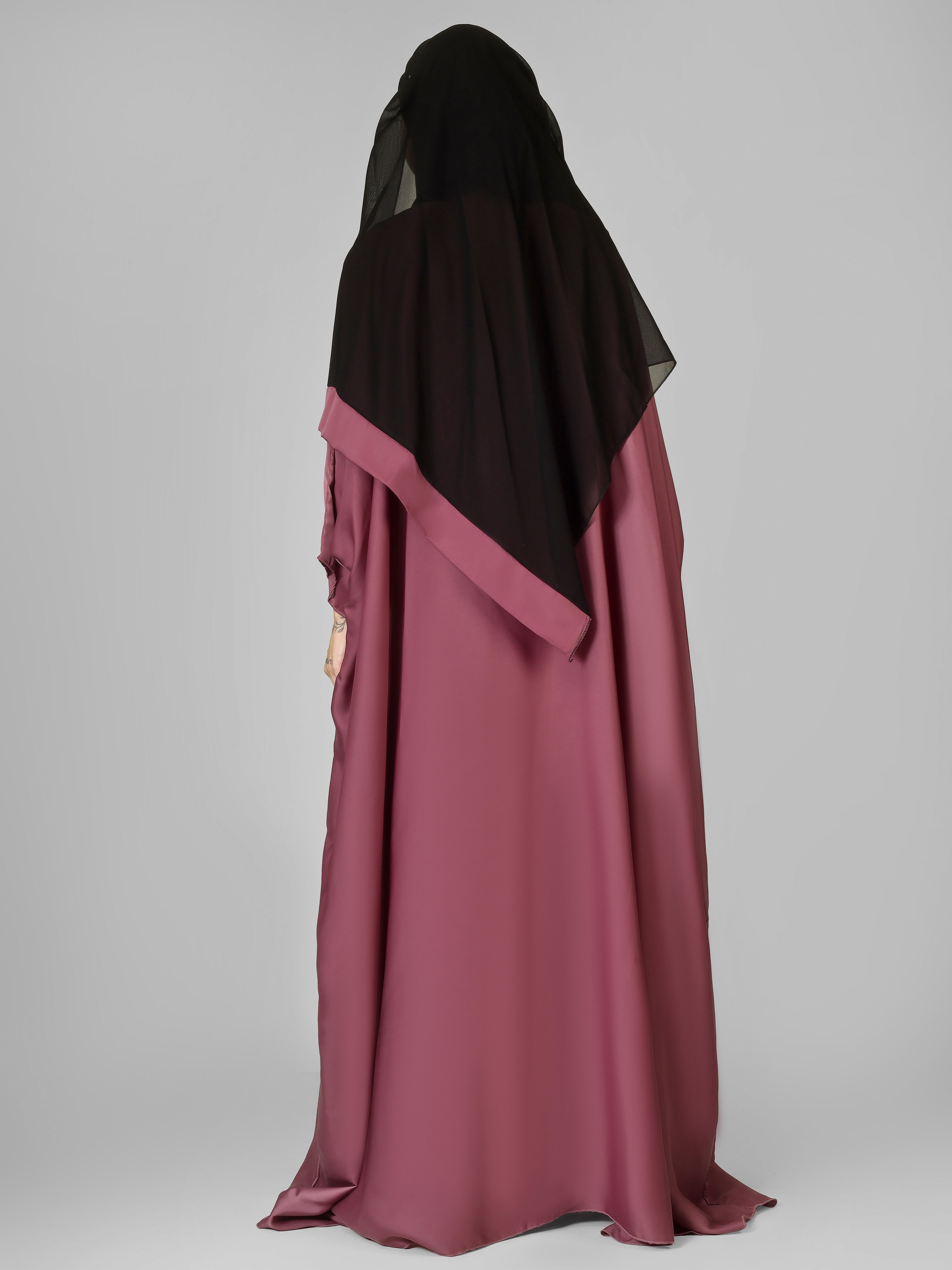 MAIZAH DOUBLE SHRUG ABAYA | PINK