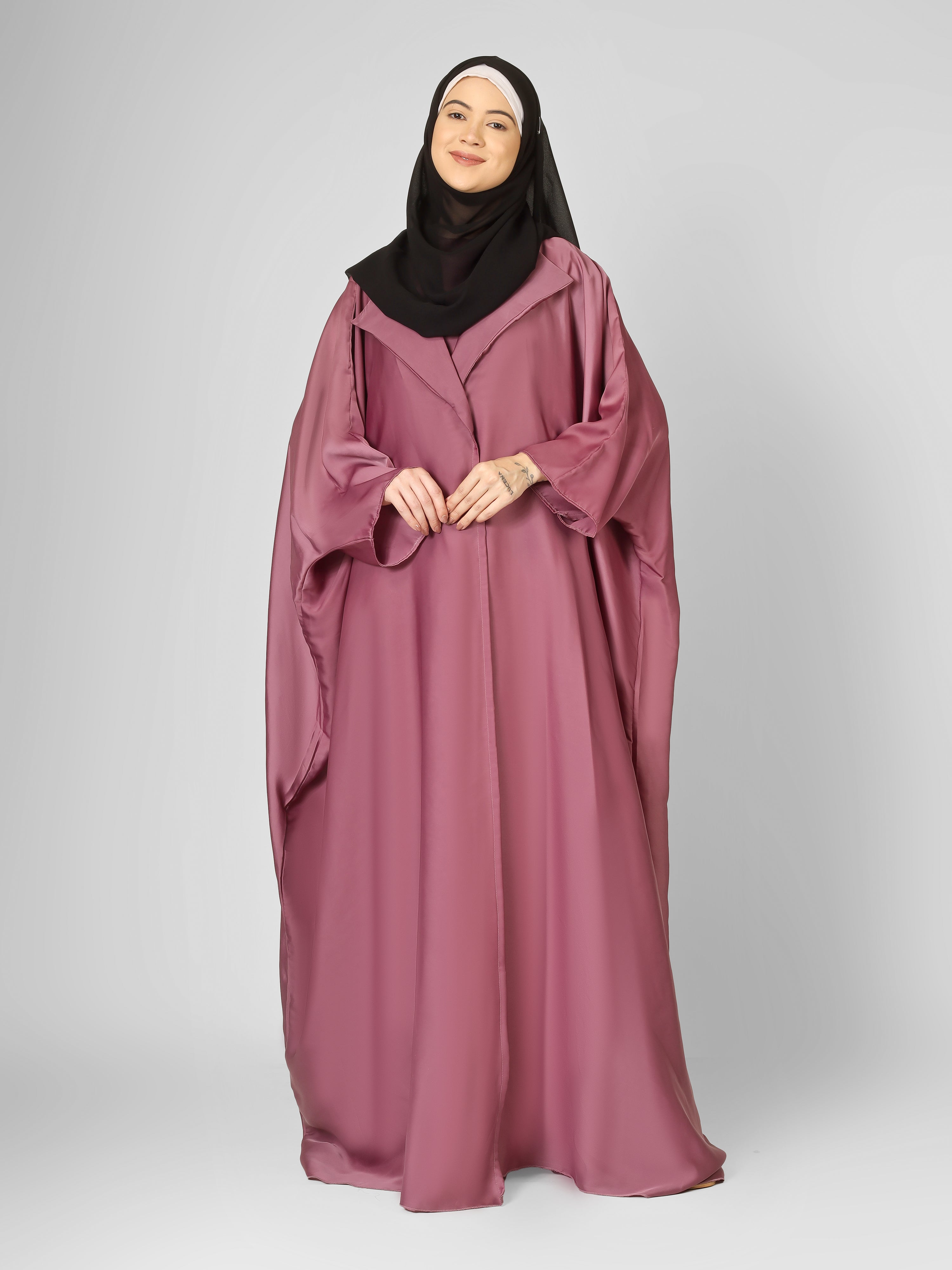 MAIZAH DOUBLE SHRUG ABAYA | PINK