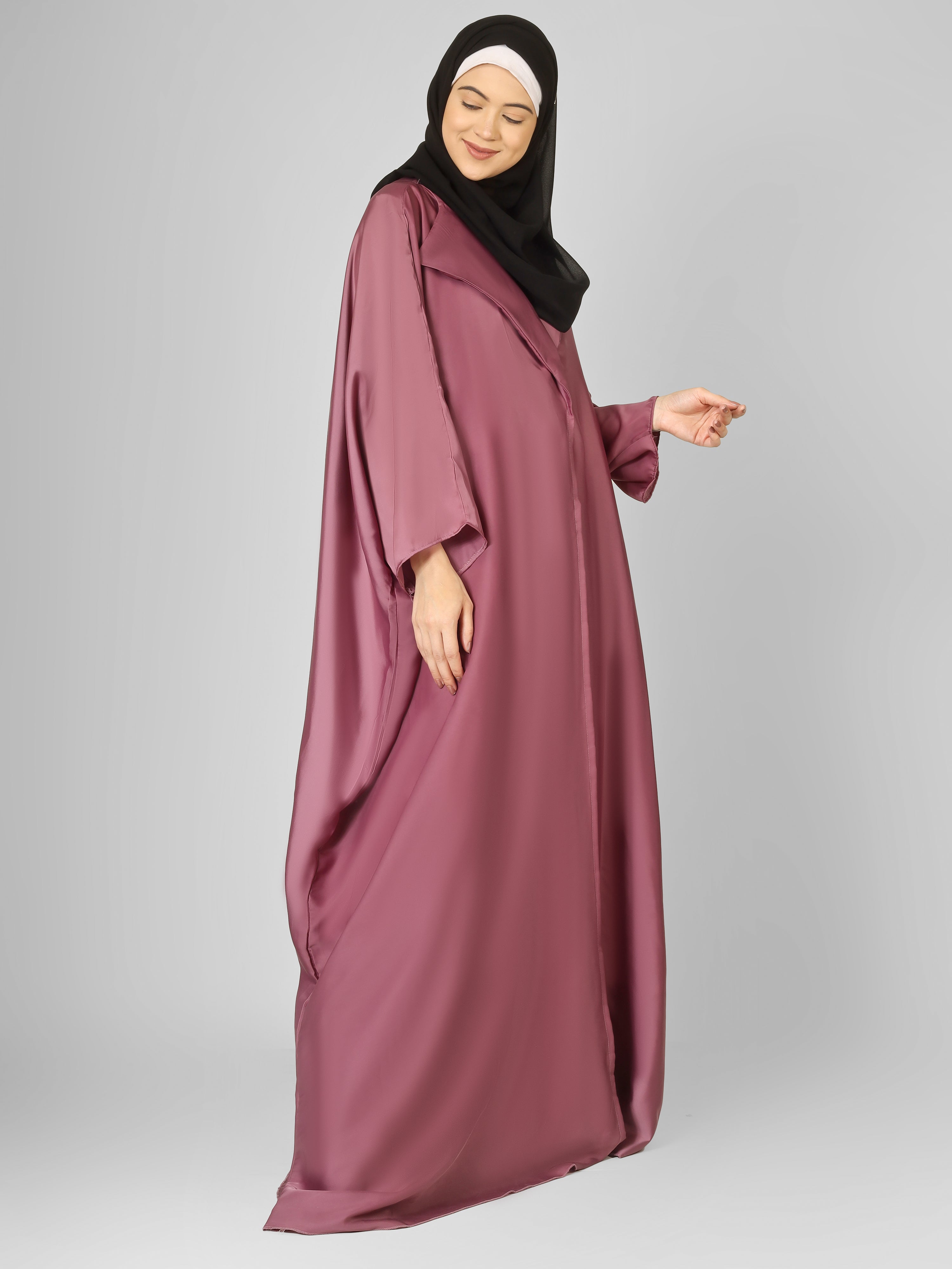MAIZAH DOUBLE SHRUG ABAYA | PINK