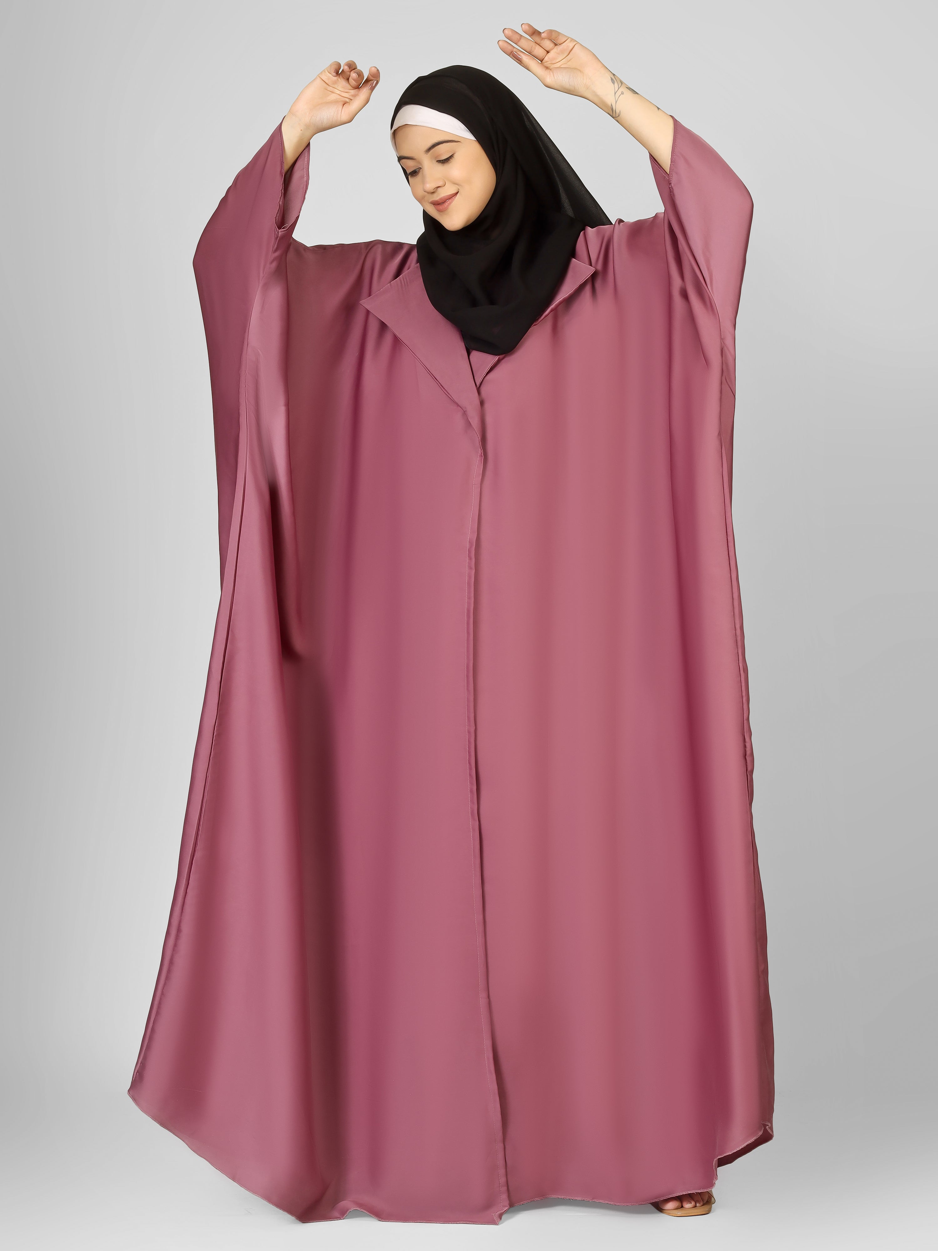 MAIZAH DOUBLE SHRUG ABAYA | PINK