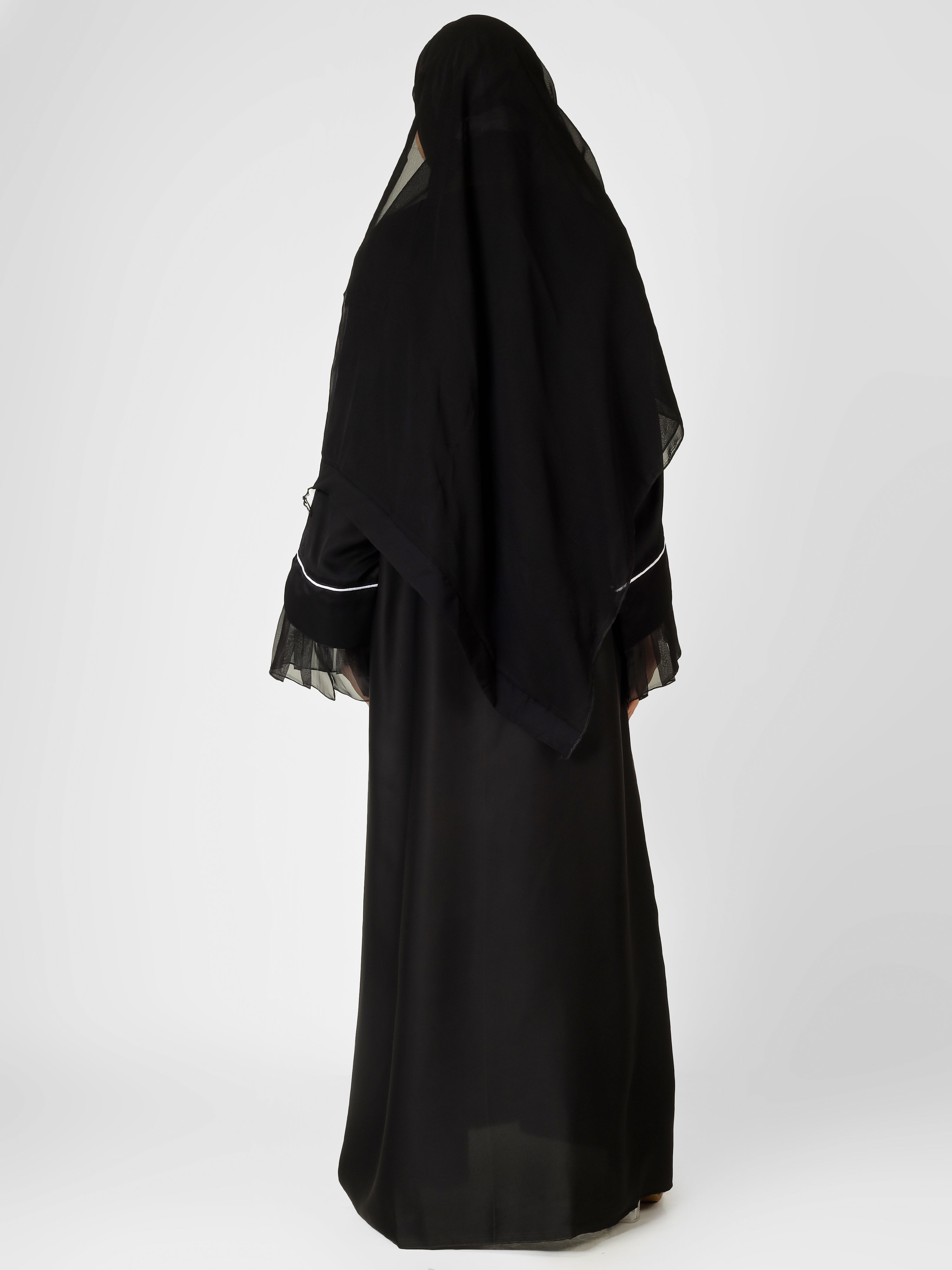 MEHMAL ORGANZA ABAYA | BLACK