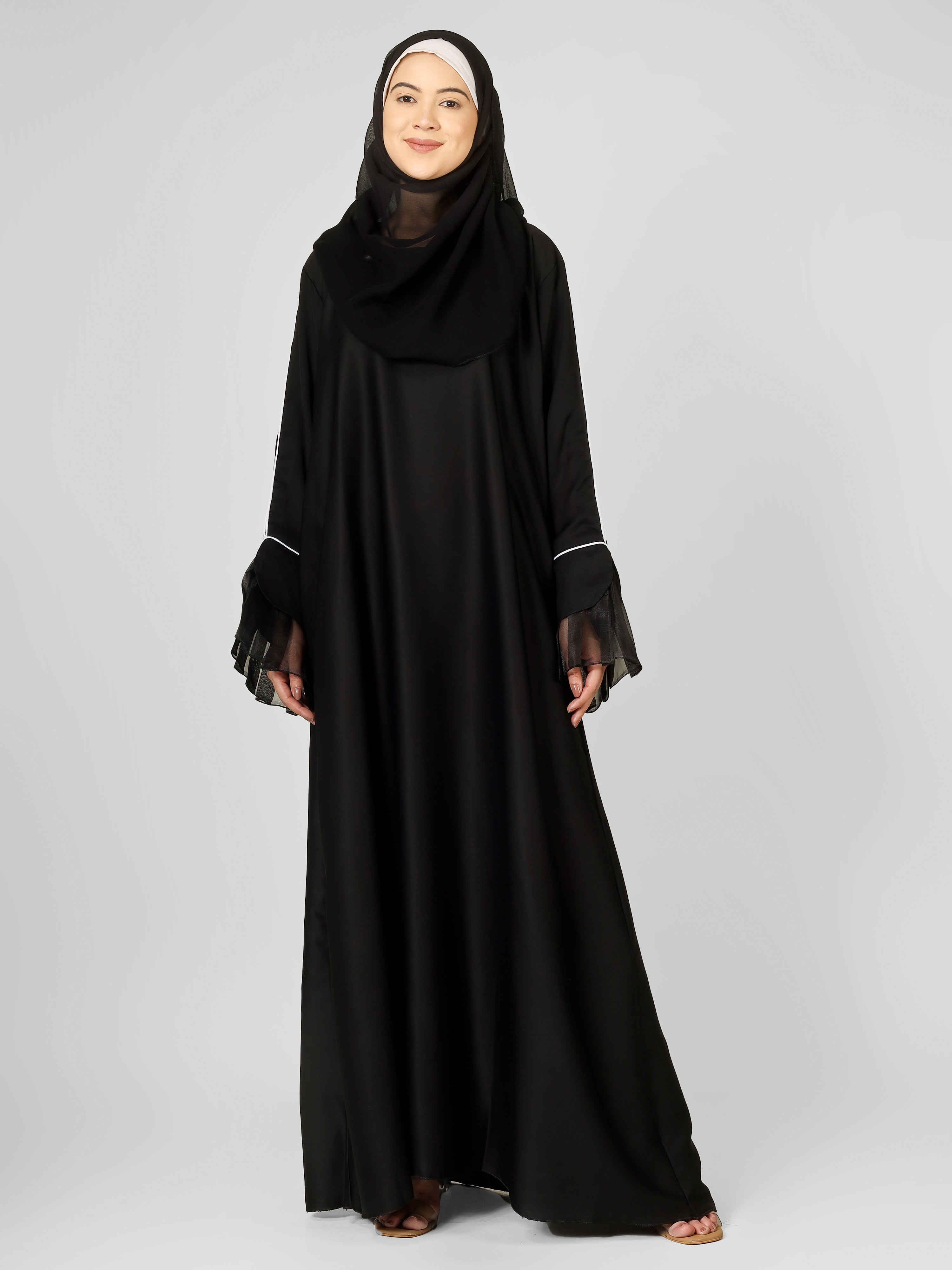 MEHMAL ORGANZA ABAYA | BLACK