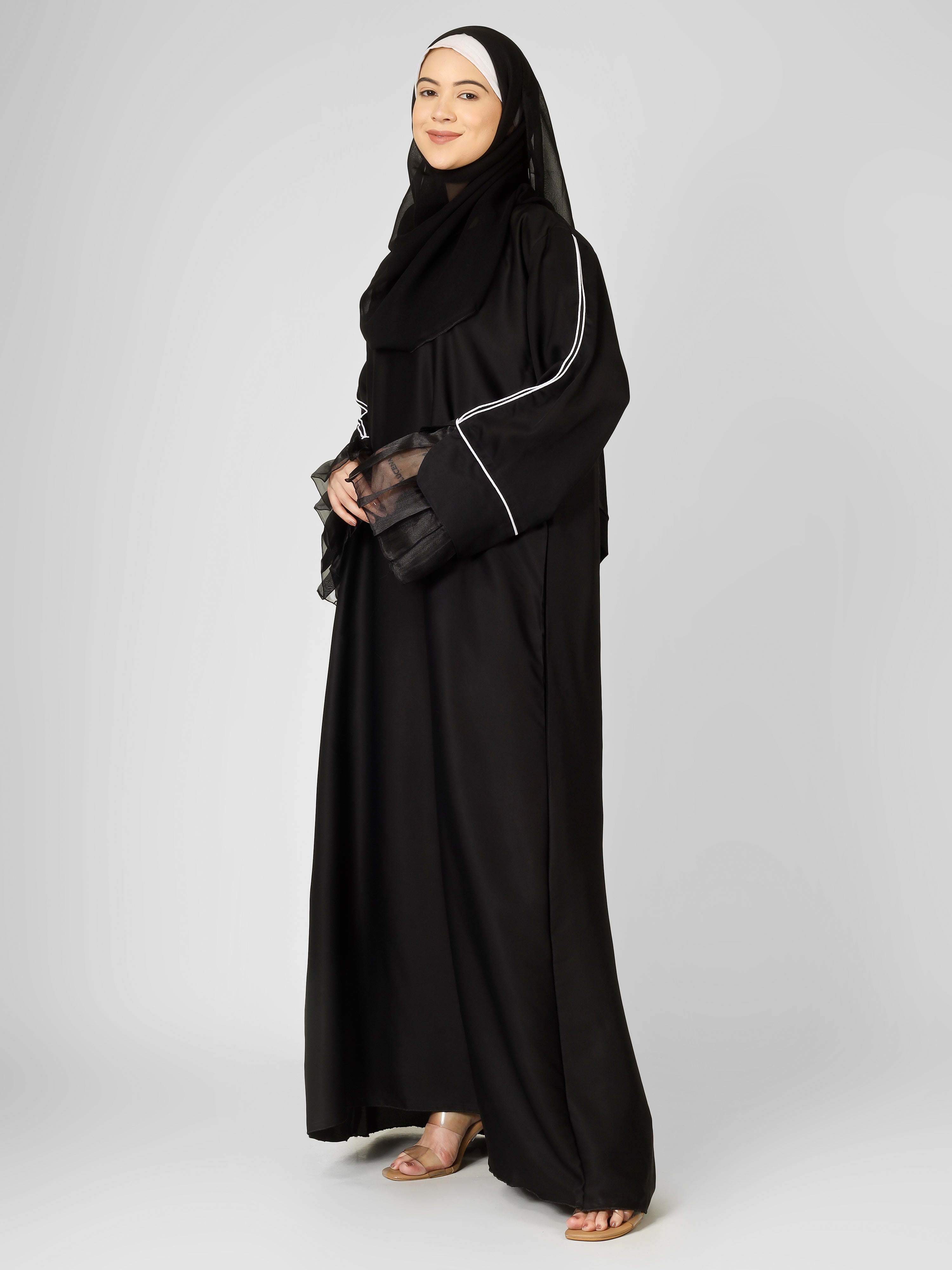 MEHMAL ORGANZA ABAYA | BLACK