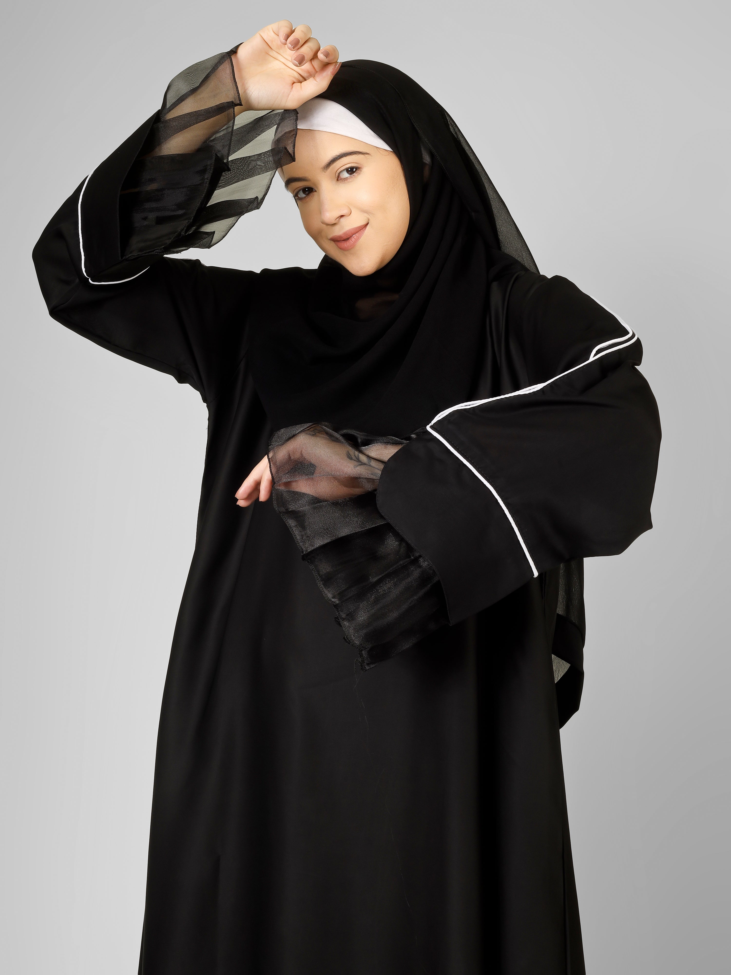 MEHMAL ORGANZA ABAYA | BLACK
