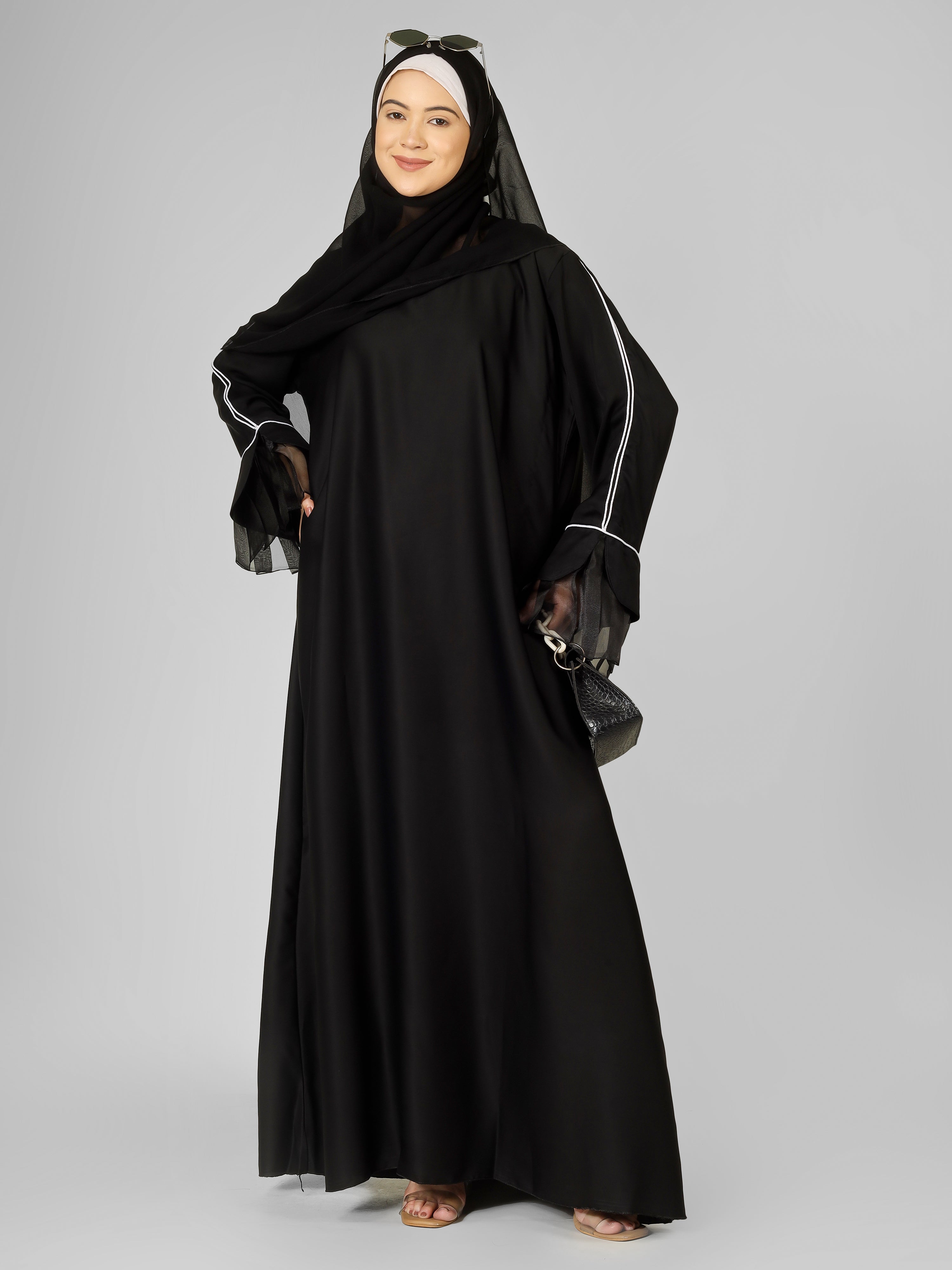 MEHMAL ORGANZA ABAYA | BLACK