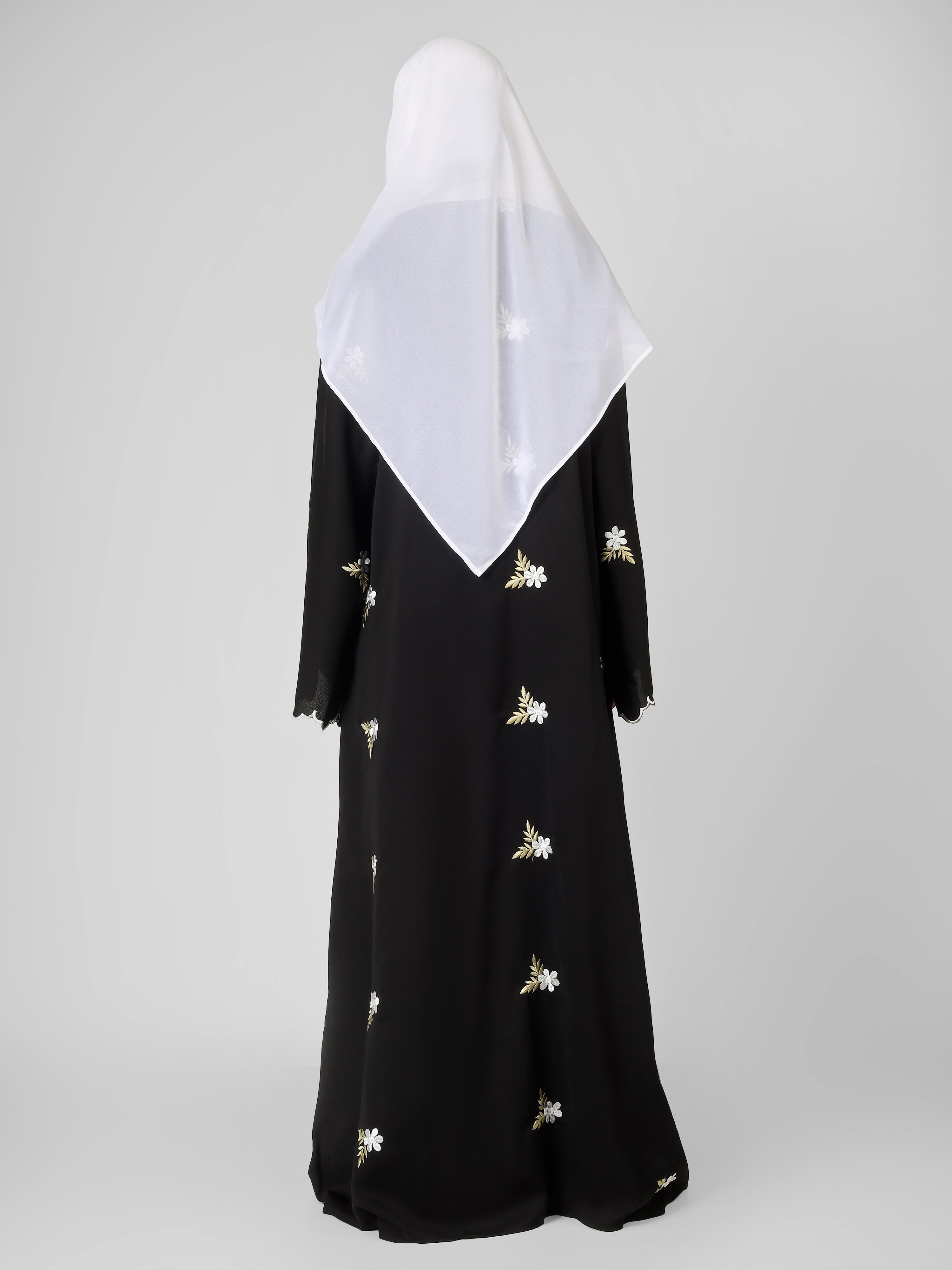 TEHMINA DOUBLE SHRUG ABAYA | WHITE