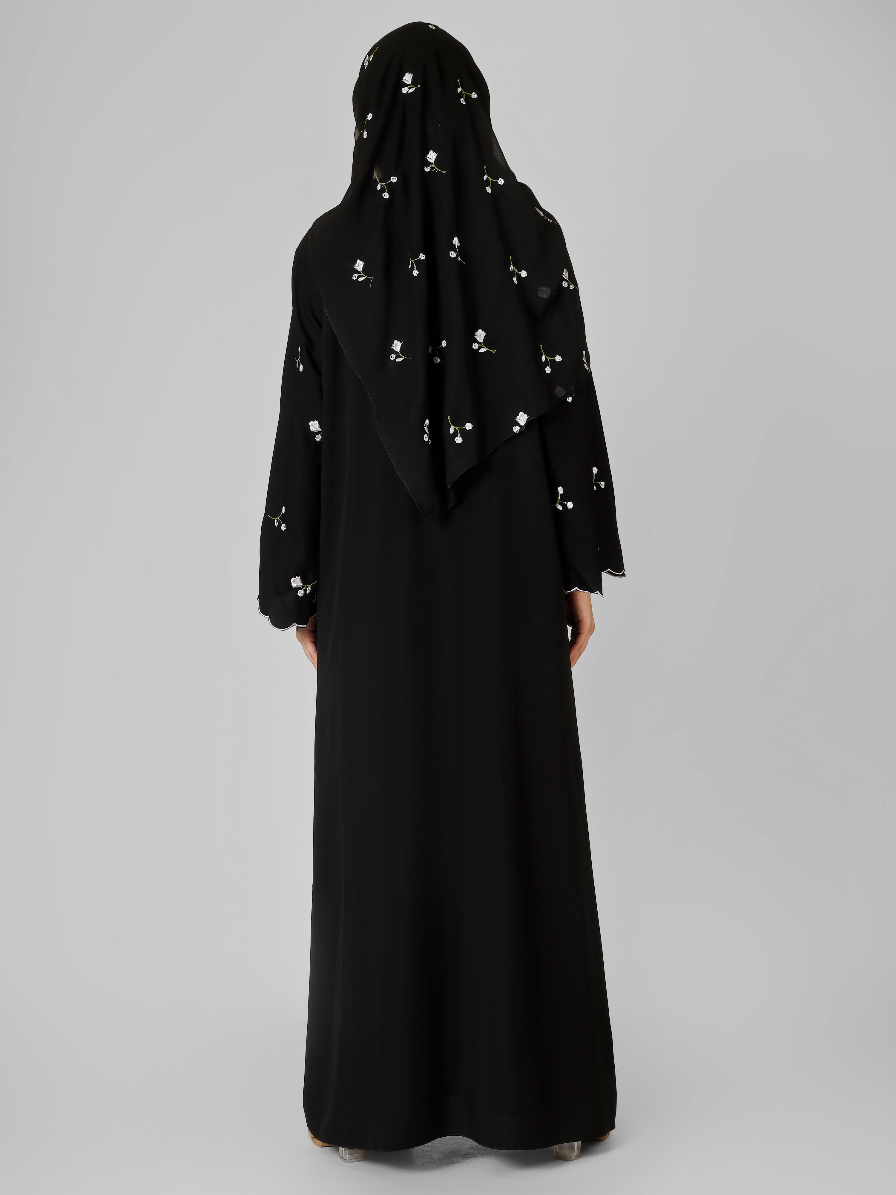 TEHMINA DOUBLE SHRUG ABAYA | BLACK