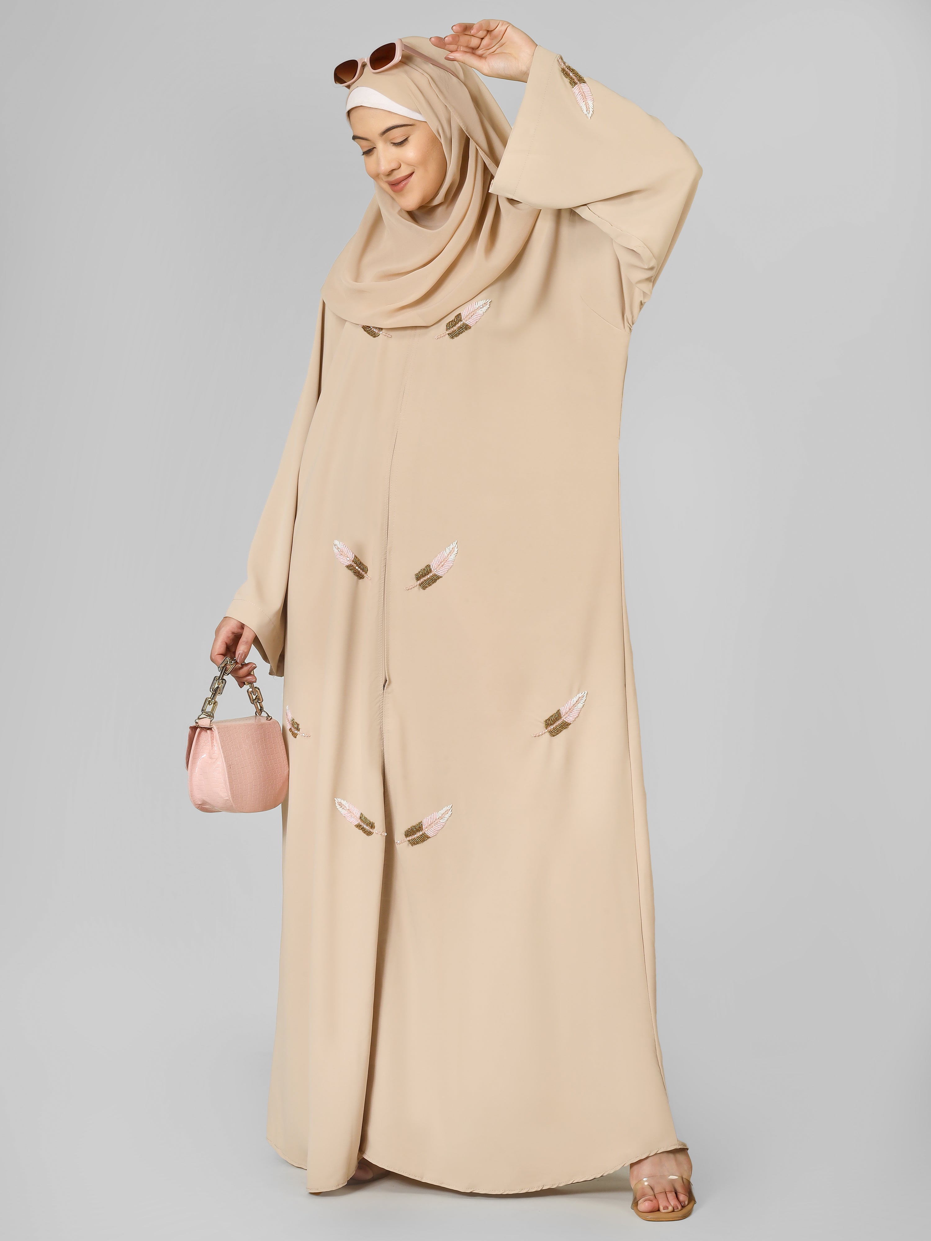 MANTASHA FRONT OPEN ABAYA | NUDE